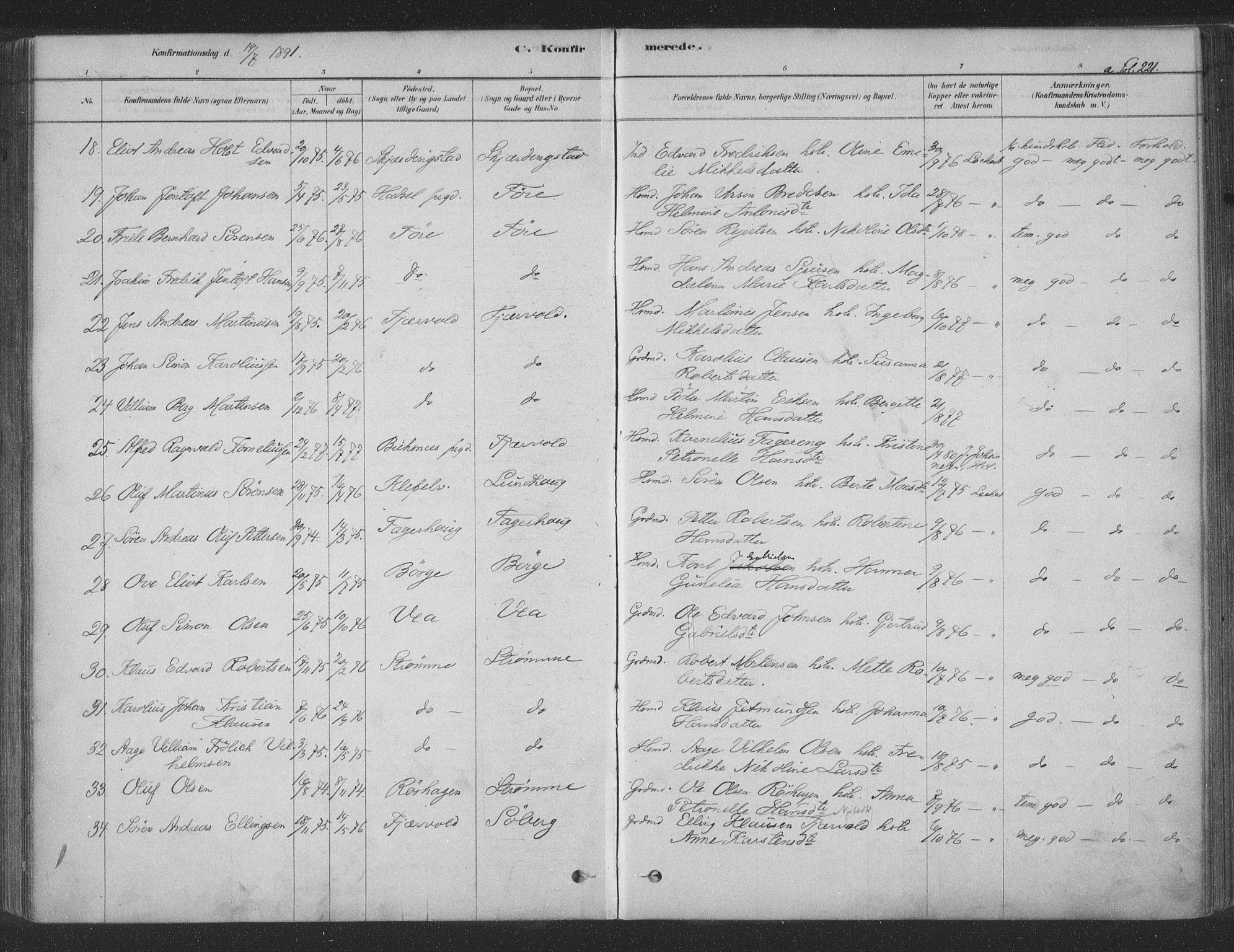 Ministerialprotokoller, klokkerbøker og fødselsregistre - Nordland, AV/SAT-A-1459/891/L1302: Parish register (official) no. 891A07, 1878-1895, p. 221