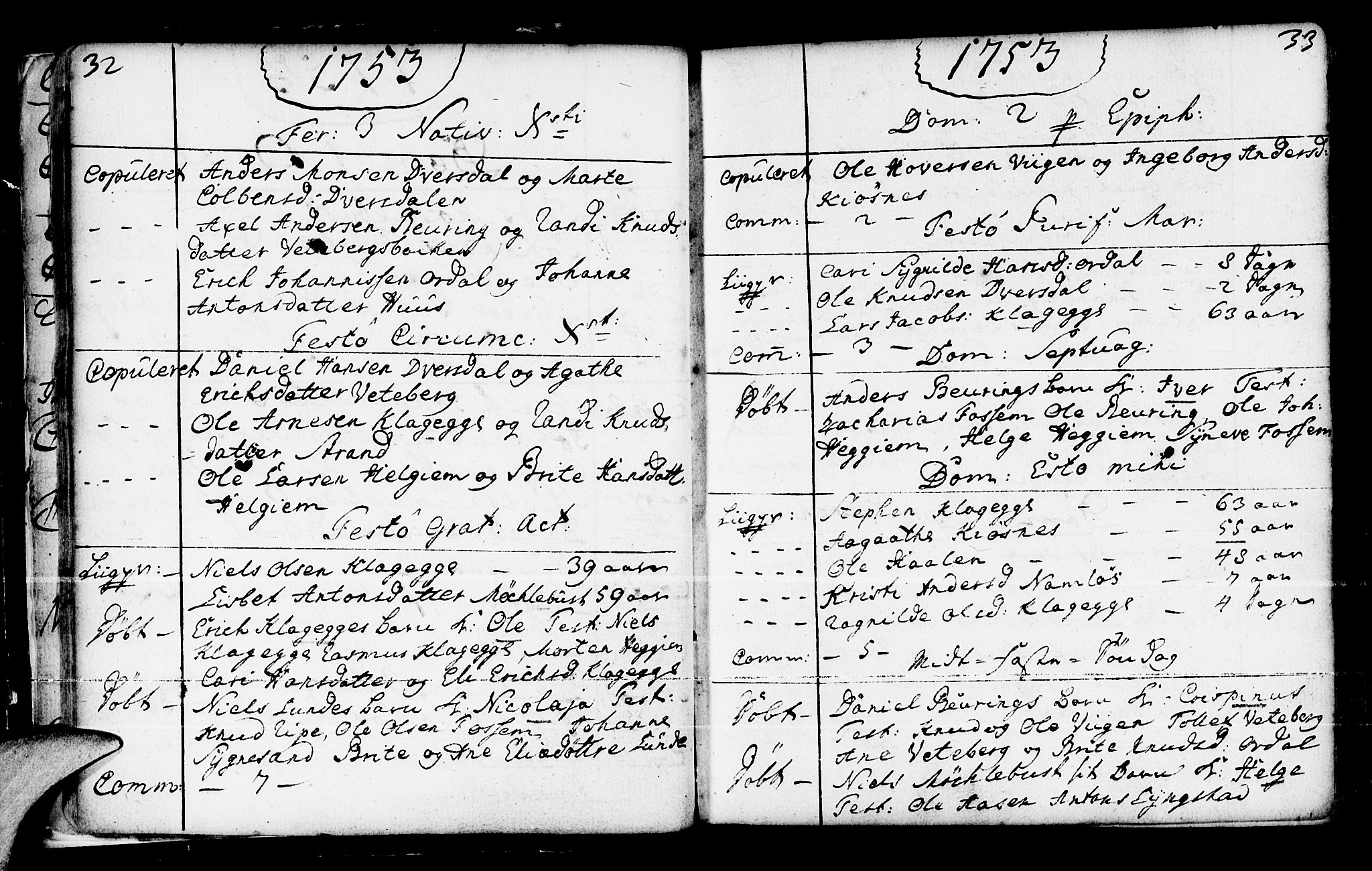 Jølster sokneprestembete, SAB/A-80701/H/Haa/Haaa/L0004: Parish register (official) no. A 4, 1749-1789, p. 32-33