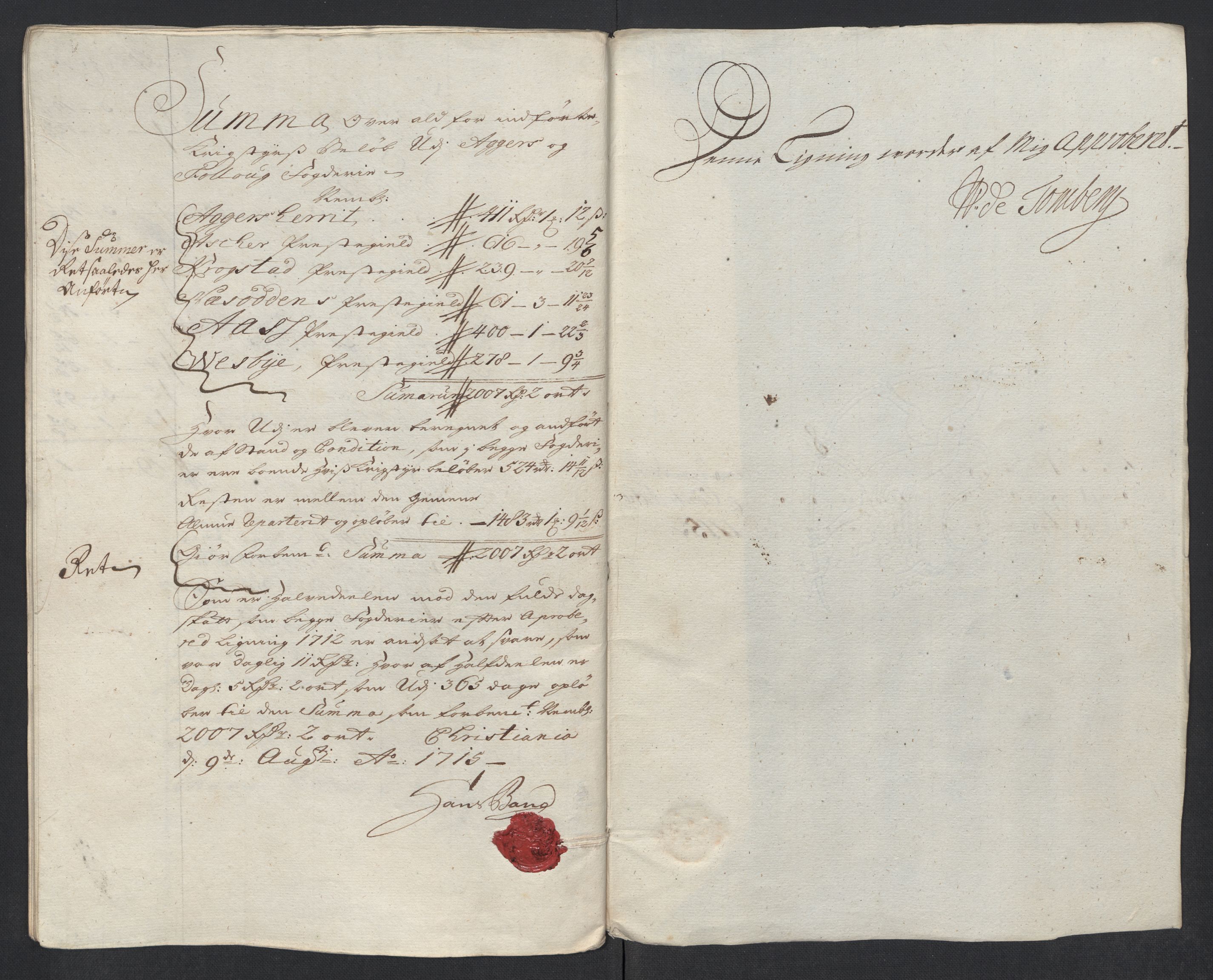 Rentekammeret inntil 1814, Reviderte regnskaper, Fogderegnskap, AV/RA-EA-4092/R10/L0453: Fogderegnskap Aker og Follo, 1715, p. 128