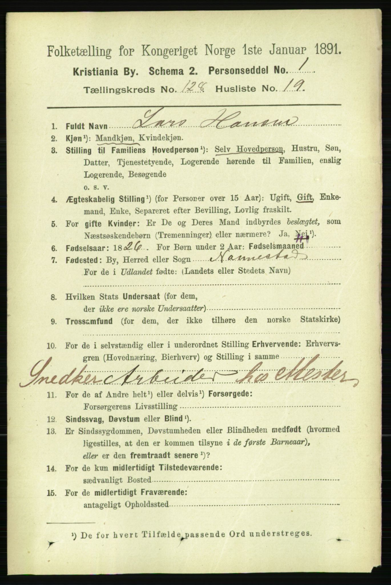 RA, 1891 census for 0301 Kristiania, 1891, p. 69007