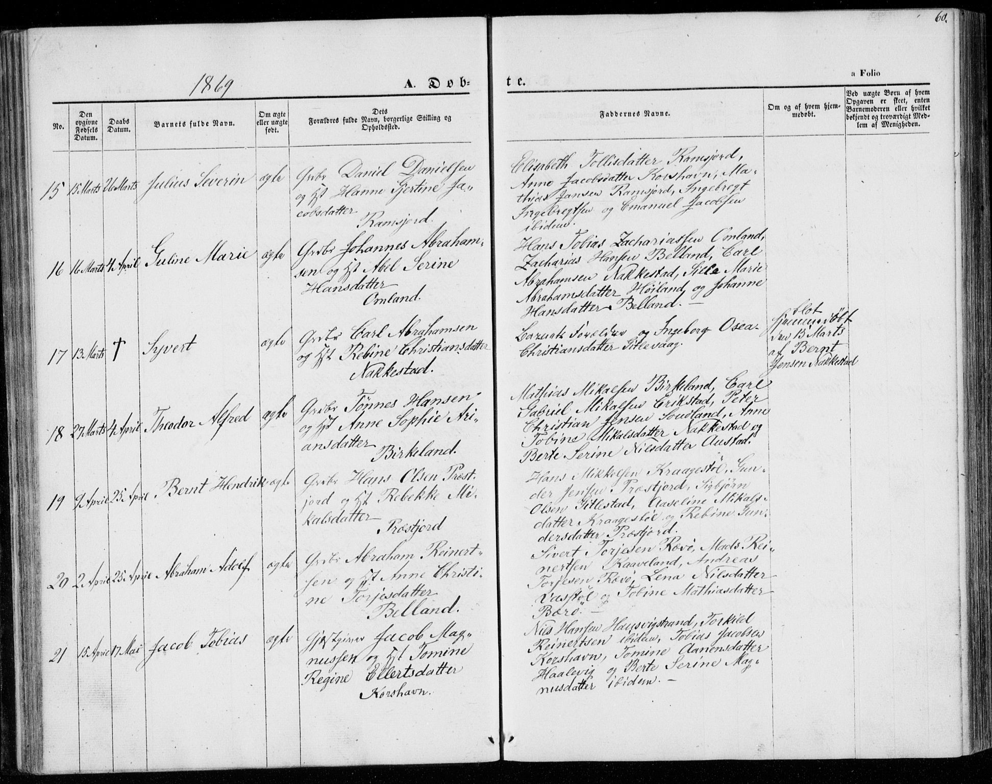 Lyngdal sokneprestkontor, SAK/1111-0029/F/Fa/Faa/L0002: Parish register (official) no. A 2, 1858-1870, p. 60