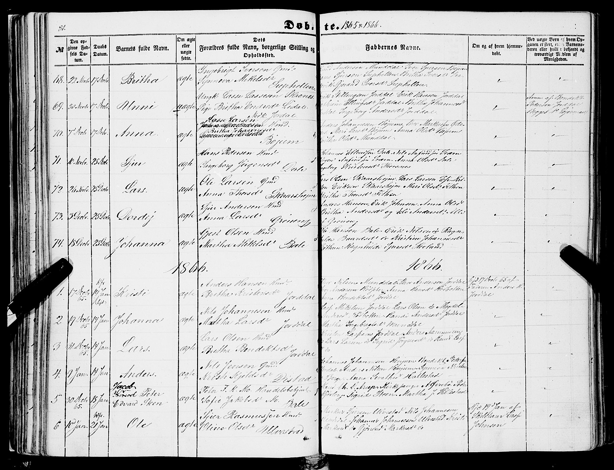 Balestrand sokneprestembete, AV/SAB-A-79601/H/Haa/Haaa/L0002: Parish register (official) no. A 2, 1847-1866, p. 80