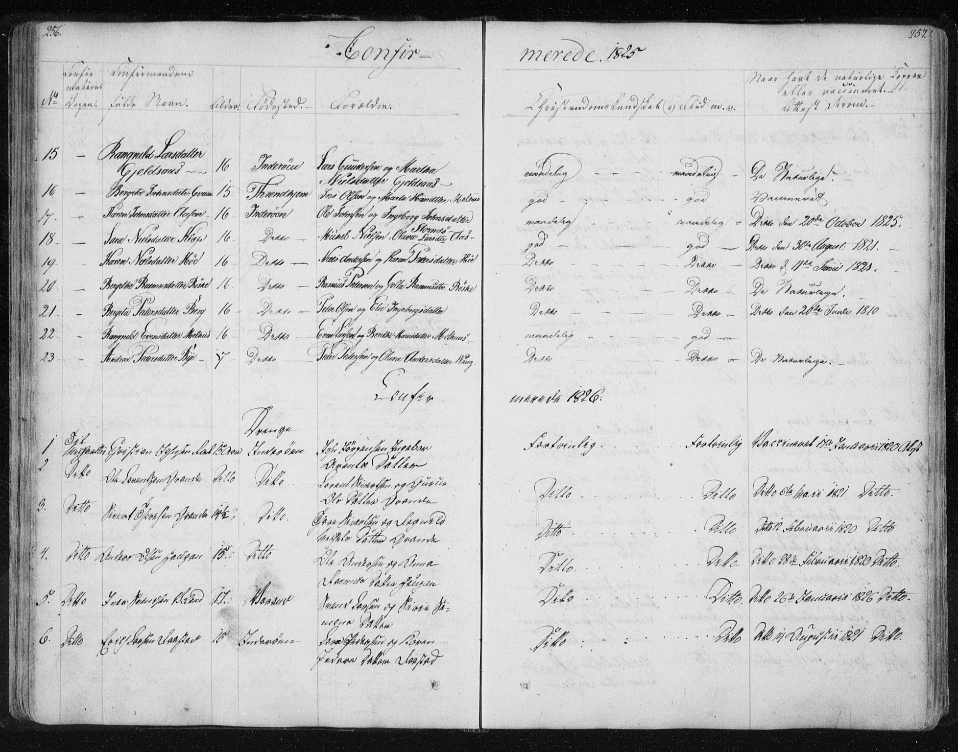 Ministerialprotokoller, klokkerbøker og fødselsregistre - Nord-Trøndelag, SAT/A-1458/730/L0276: Parish register (official) no. 730A05, 1822-1830, p. 256-257