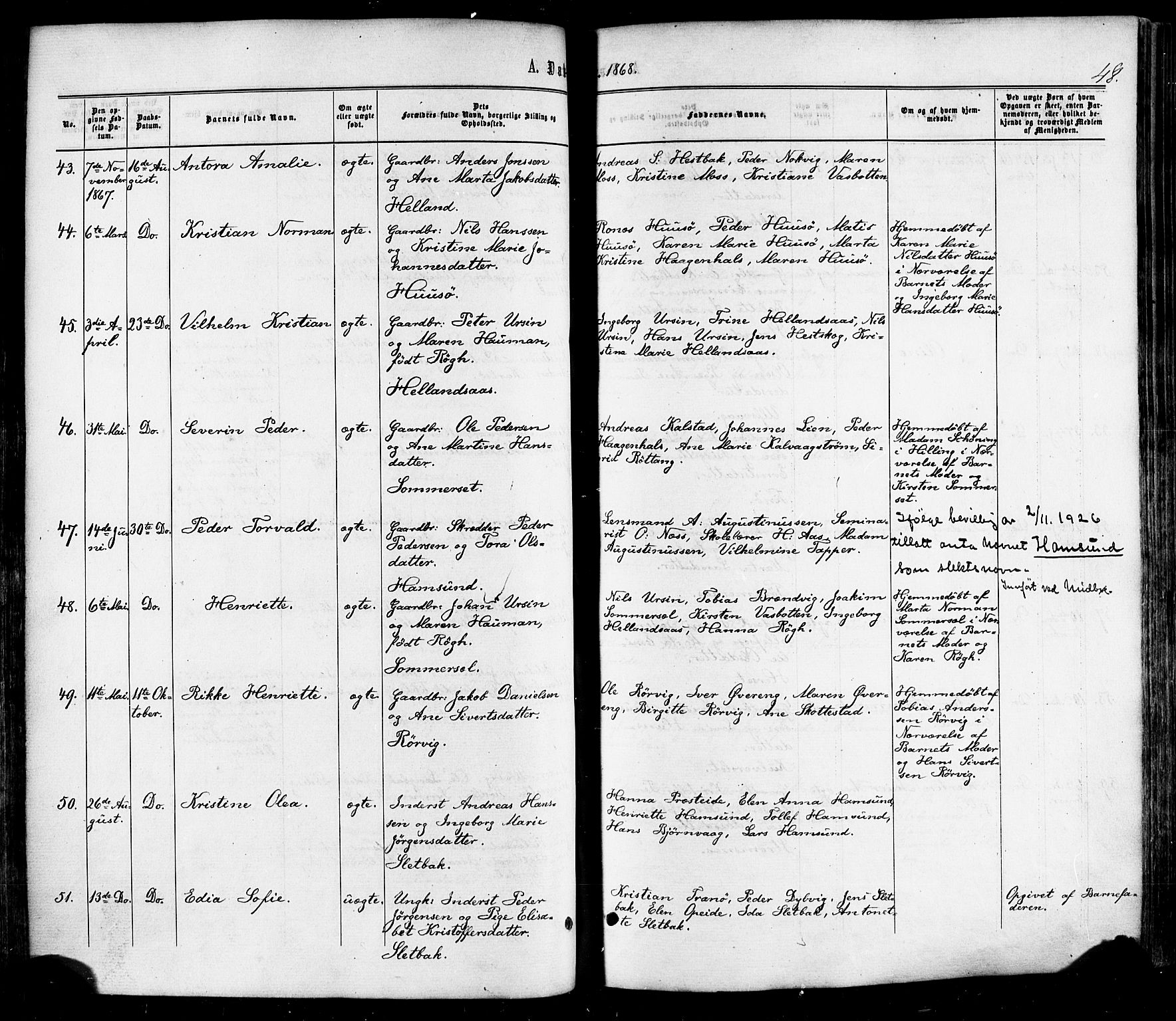 Ministerialprotokoller, klokkerbøker og fødselsregistre - Nordland, SAT/A-1459/859/L0845: Parish register (official) no. 859A05, 1863-1877, p. 48