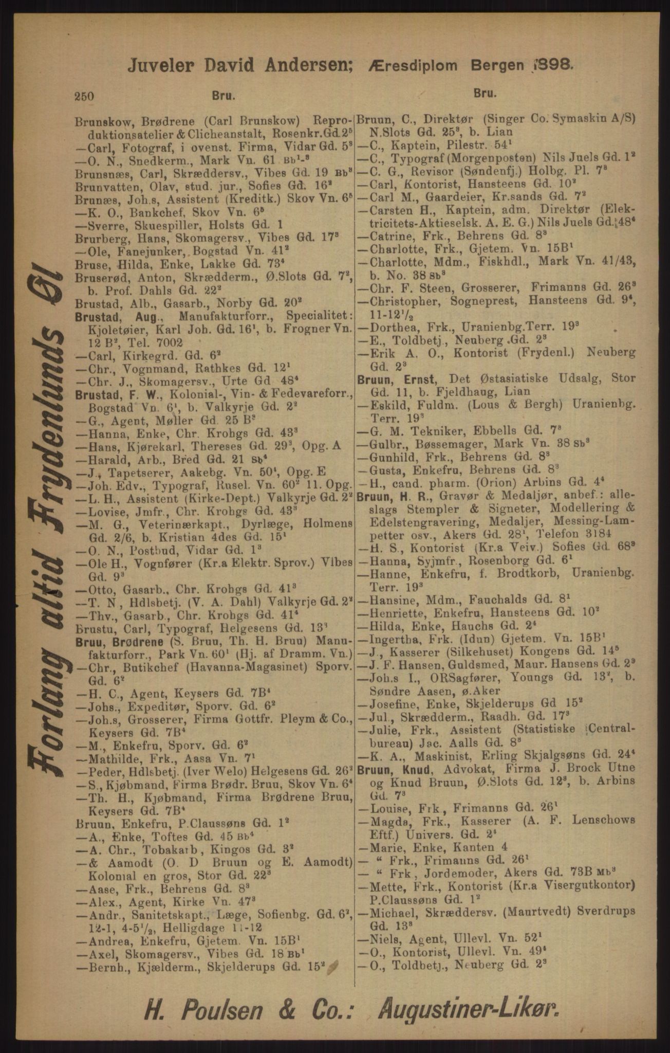 Kristiania/Oslo adressebok, PUBL/-, 1905, p. 250