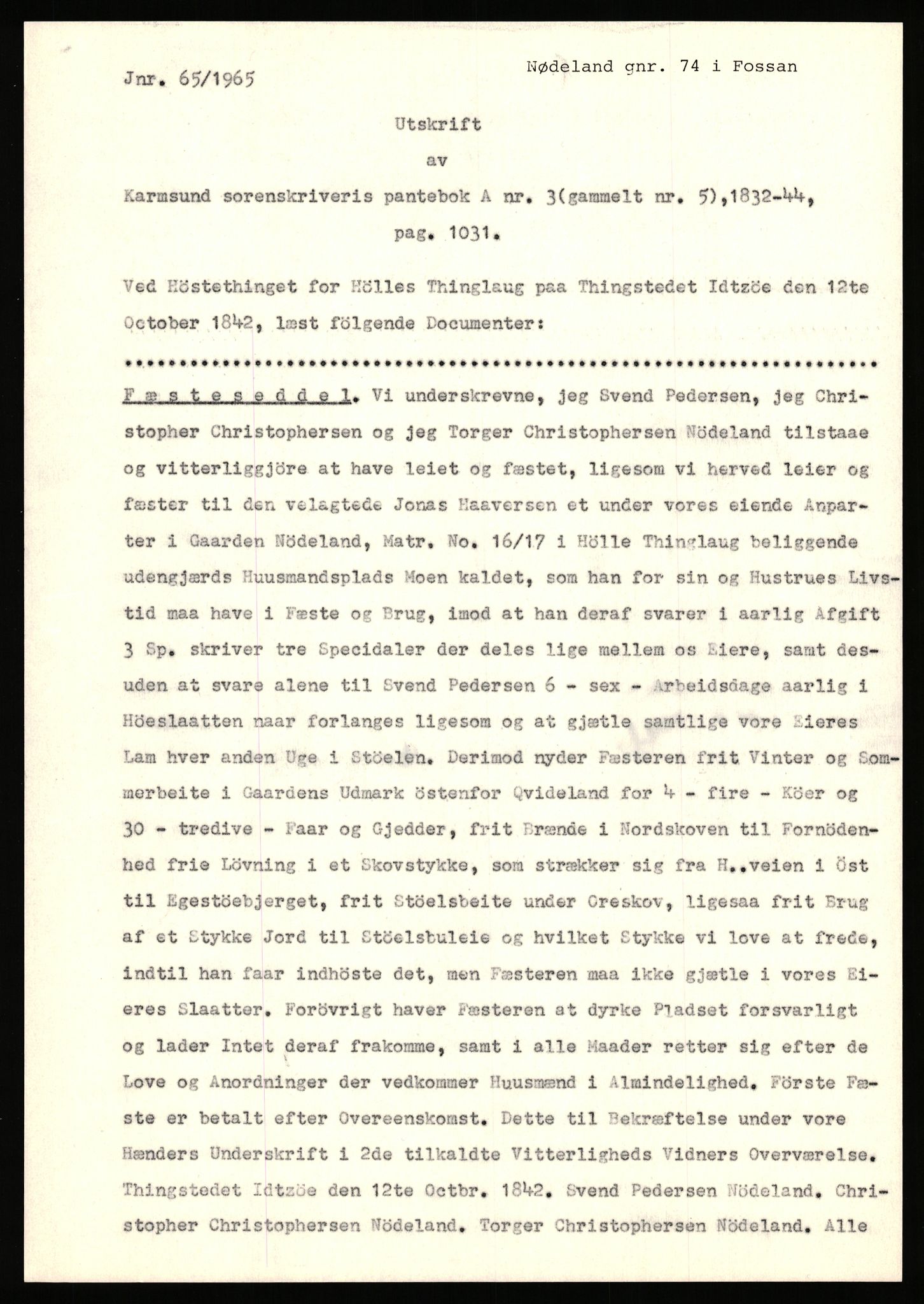 Statsarkivet i Stavanger, AV/SAST-A-101971/03/Y/Yj/L0064: Avskrifter sortert etter gårdsnavn: Noreim - Odland i Bjerkreim, 1750-1930, p. 453