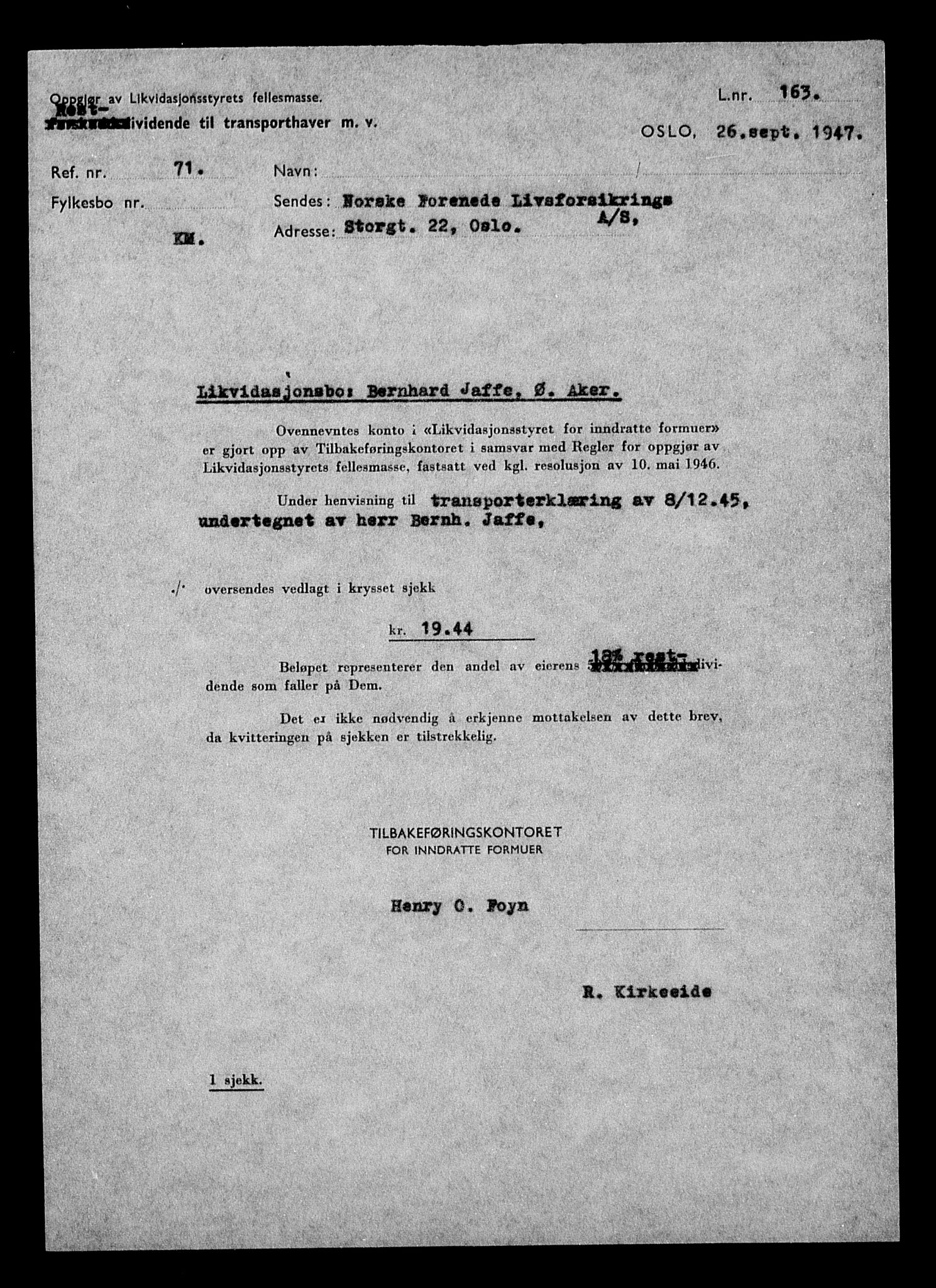 Justisdepartementet, Tilbakeføringskontoret for inndratte formuer, AV/RA-S-1564/H/Hc/Hcc/L0946: --, 1945-1947, p. 466