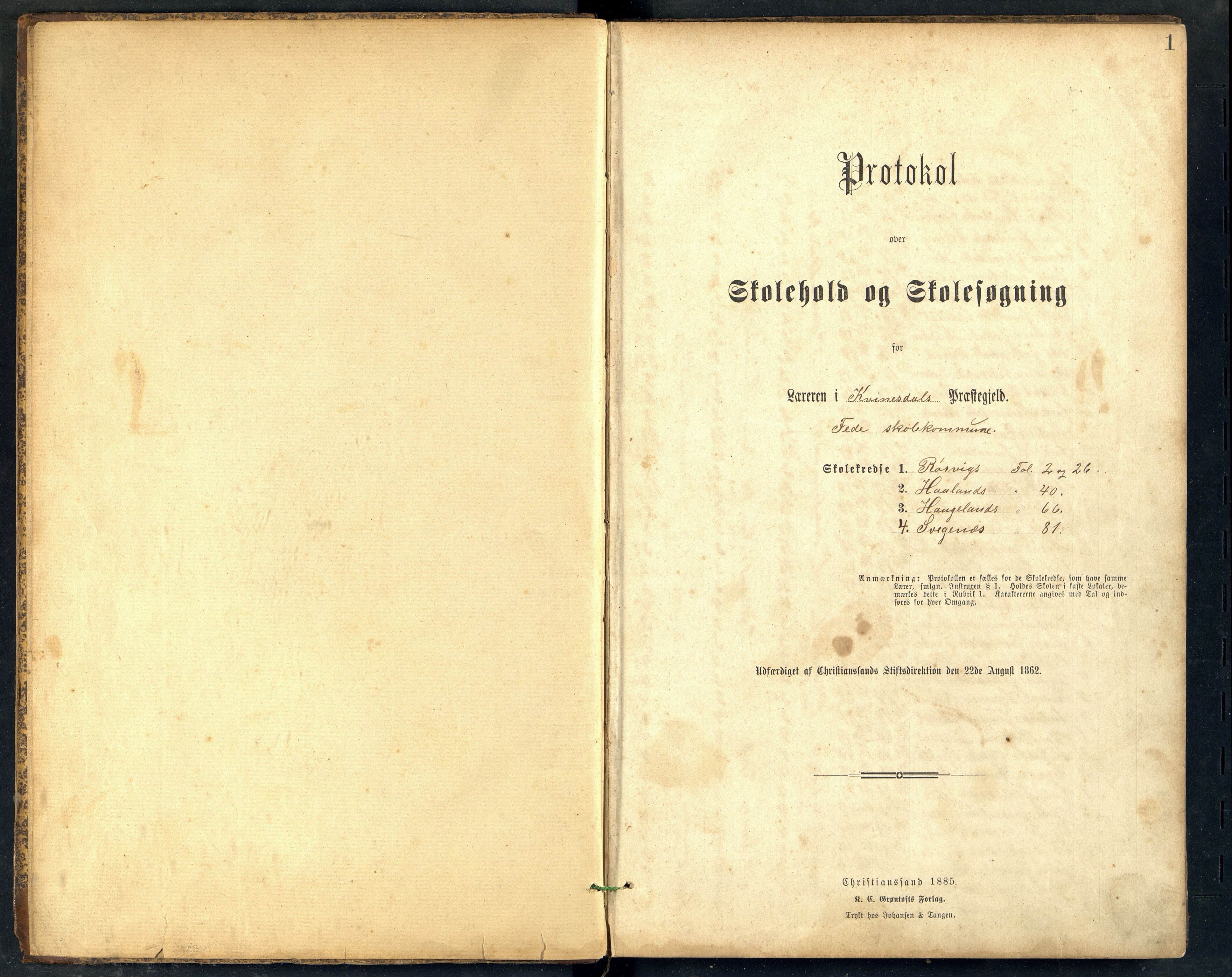 Kvinesdal kommune - Feda Skole, ARKSOR/1037KG551/H/L0003: Skoleprotokoll, 1889-1896