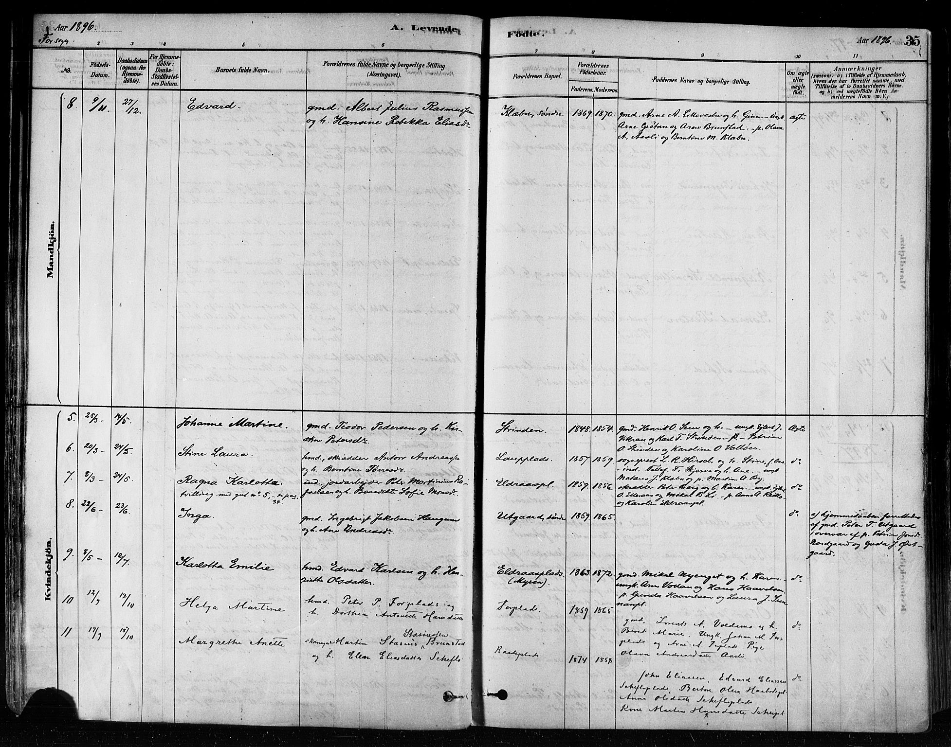 Ministerialprotokoller, klokkerbøker og fødselsregistre - Nord-Trøndelag, SAT/A-1458/746/L0448: Parish register (official) no. 746A07 /1, 1878-1900, p. 35