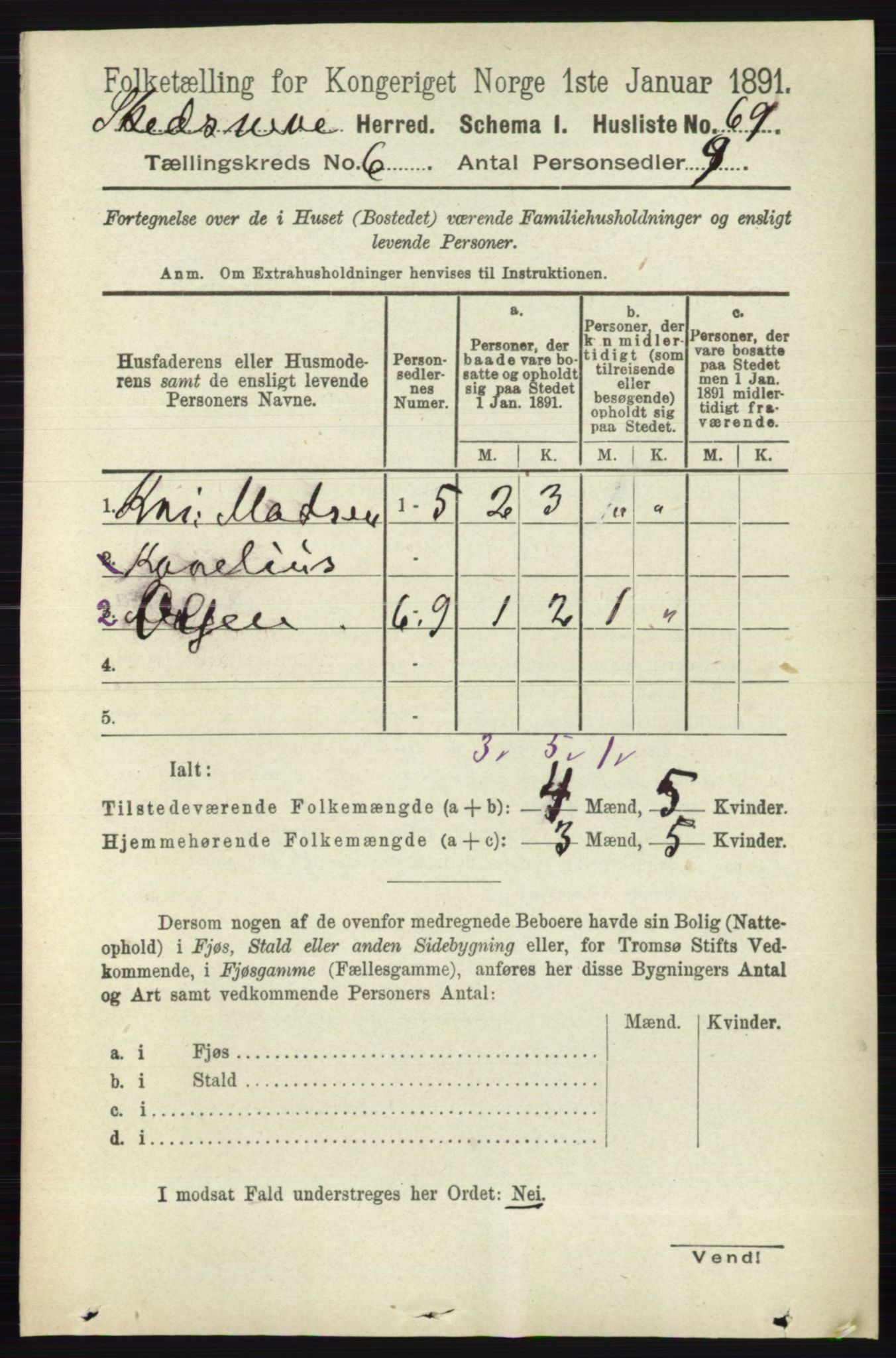 RA, 1891 census for 0231 Skedsmo, 1891, p. 2727