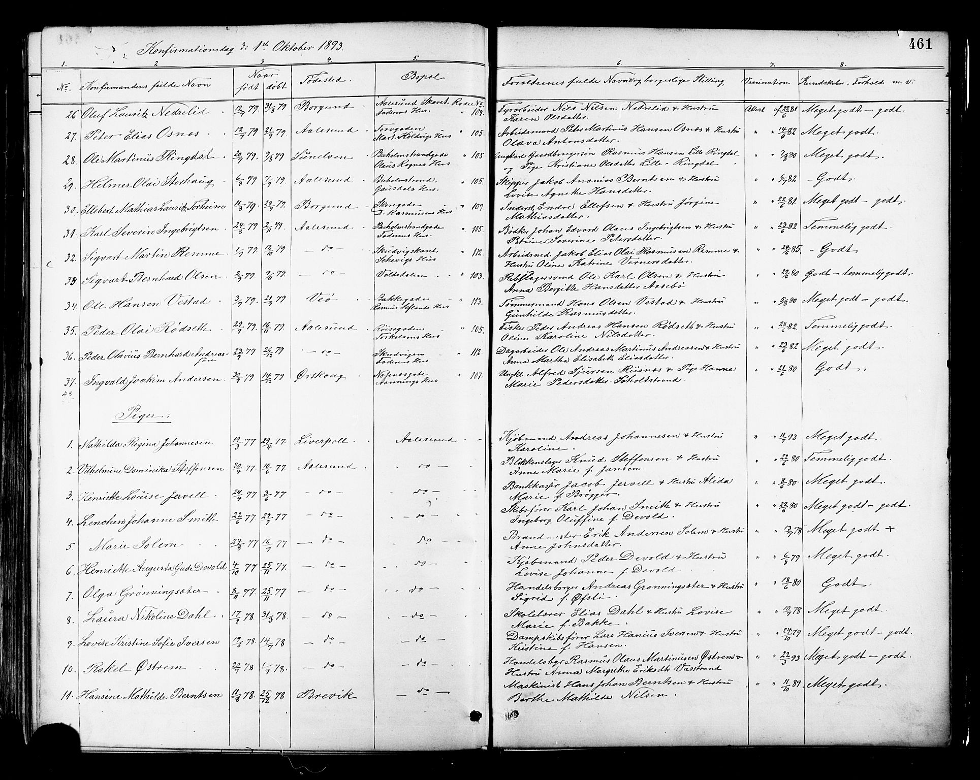 Ministerialprotokoller, klokkerbøker og fødselsregistre - Møre og Romsdal, AV/SAT-A-1454/529/L0455: Parish register (official) no. 529A05, 1885-1893, p. 461