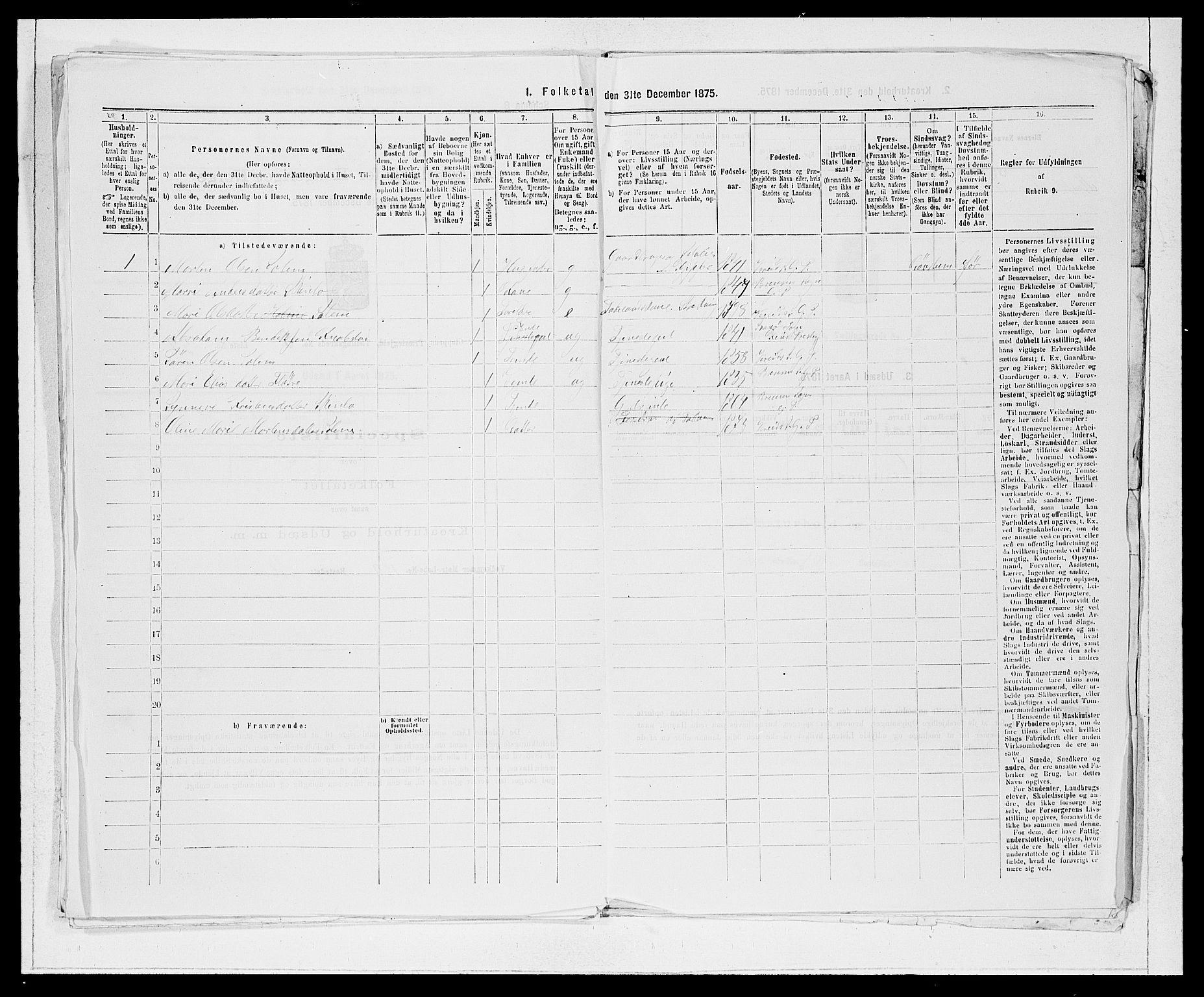 SAB, 1875 Census for 1445P Gloppen, 1875, p. 936