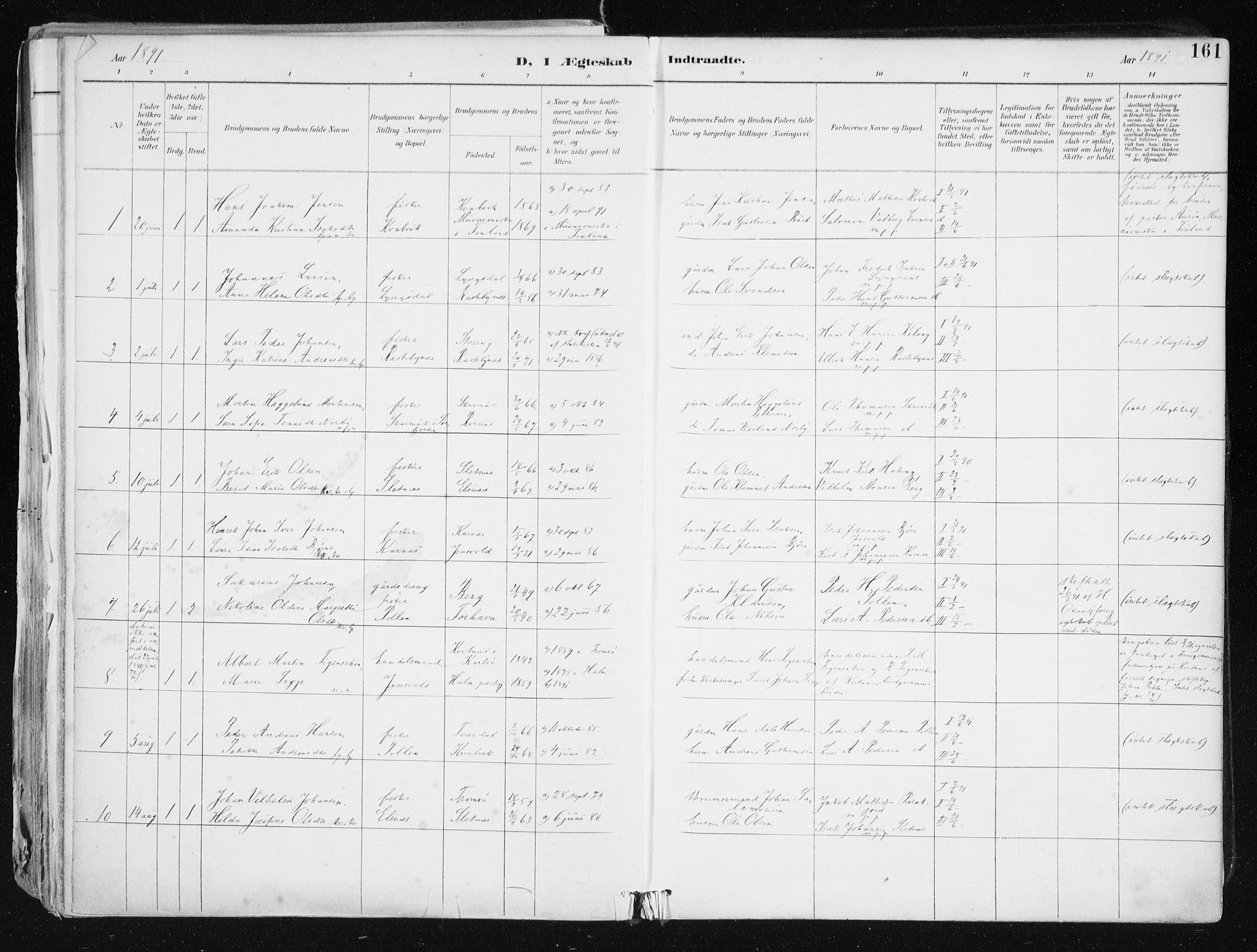 Lyngen sokneprestembete, SATØ/S-1289/H/He/Hea/L0008kirke: Parish register (official) no. 8, 1891-1902, p. 161