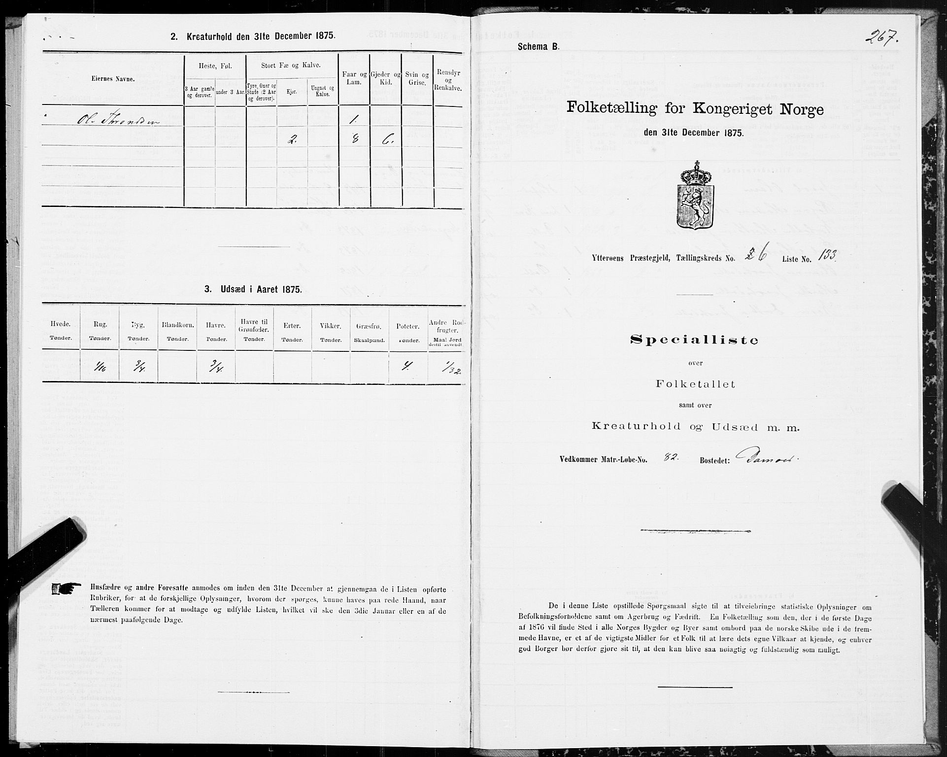 SAT, 1875 census for 1722P Ytterøy, 1875, p. 3267