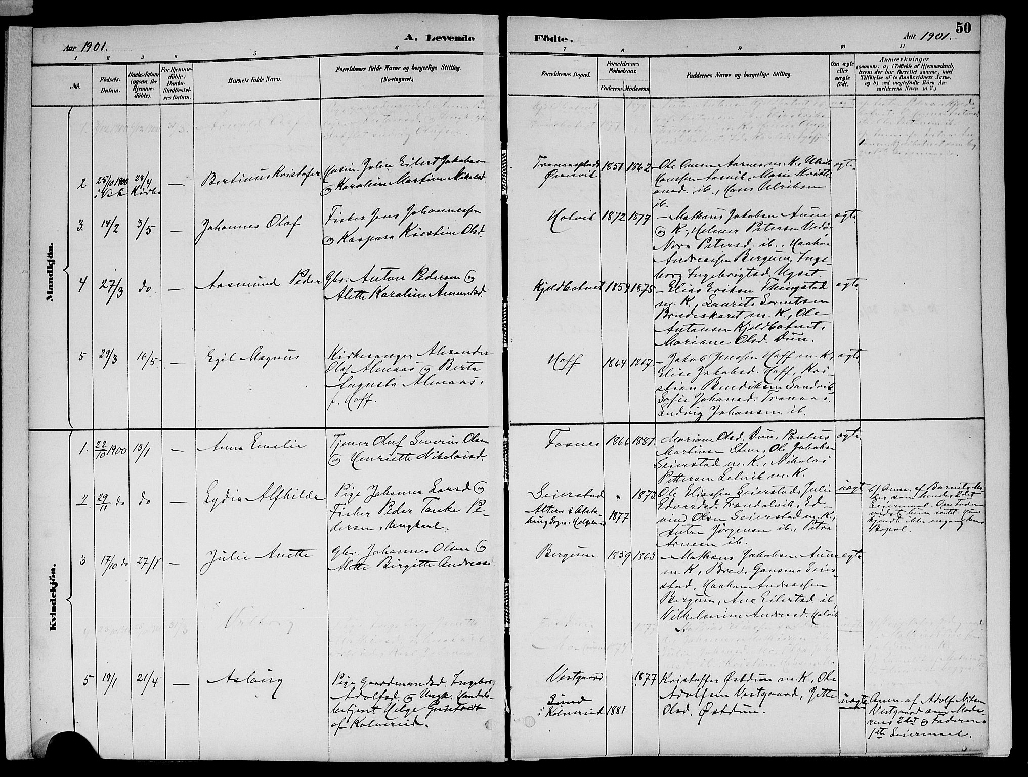 Ministerialprotokoller, klokkerbøker og fødselsregistre - Nord-Trøndelag, SAT/A-1458/773/L0617: Parish register (official) no. 773A08, 1887-1910, p. 50