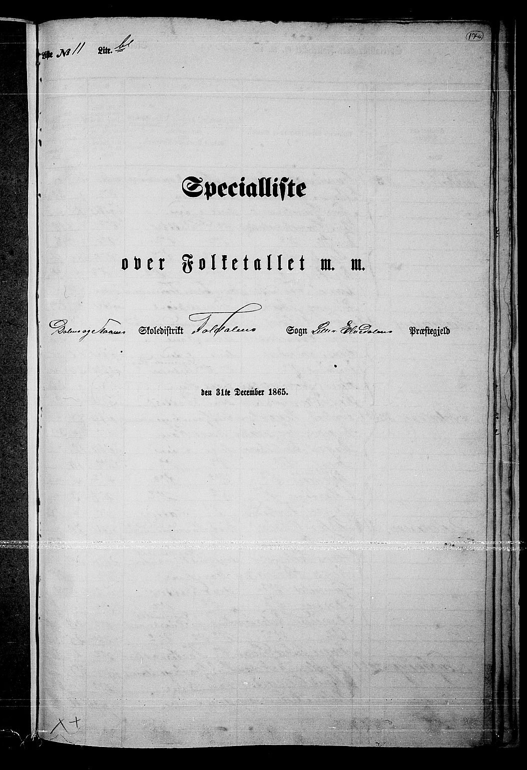 RA, 1865 census for Lille Elvedalen, 1865, p. 144