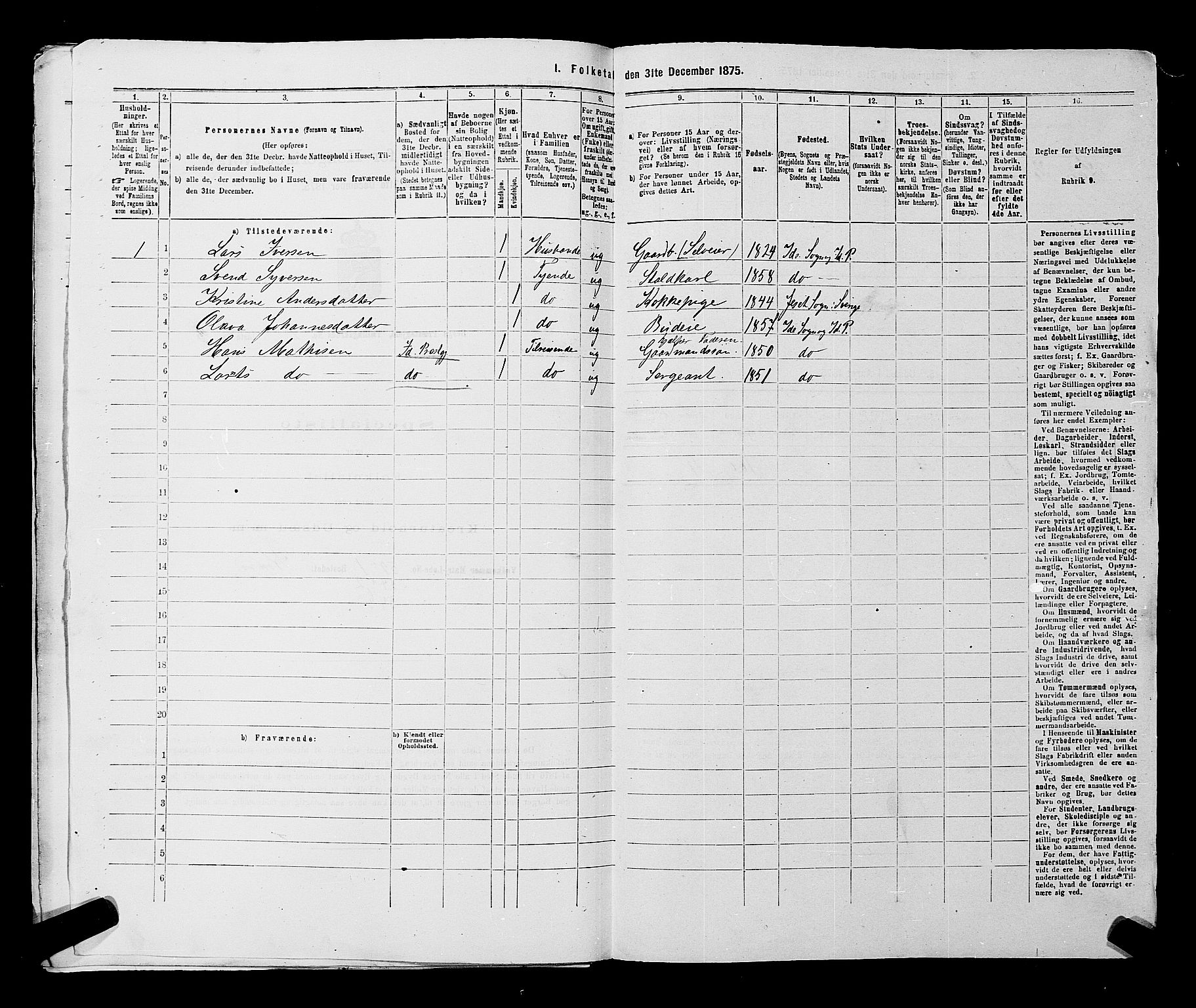 RA, 1875 census for 0116P Berg, 1875, p. 280