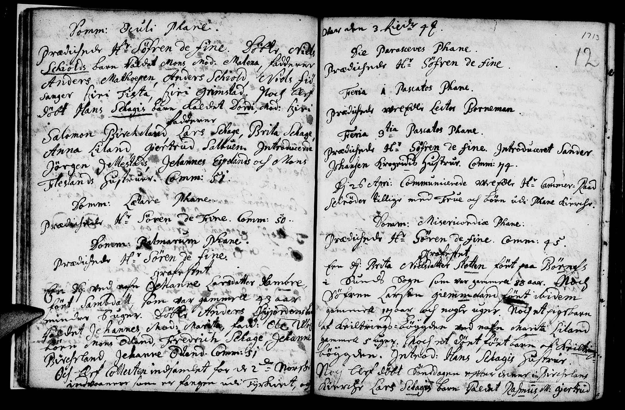 Fana Sokneprestembete, AV/SAB-A-75101/H/Haa/Haaa/L0001: Parish register (official) no. A 1, 1712-1719, p. 12