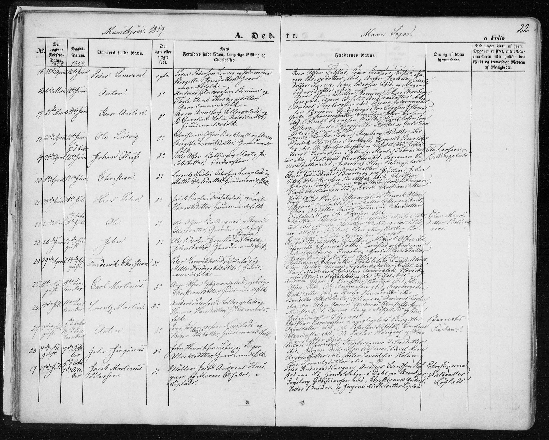 Ministerialprotokoller, klokkerbøker og fødselsregistre - Nord-Trøndelag, SAT/A-1458/735/L0342: Parish register (official) no. 735A07 /1, 1849-1862, p. 22