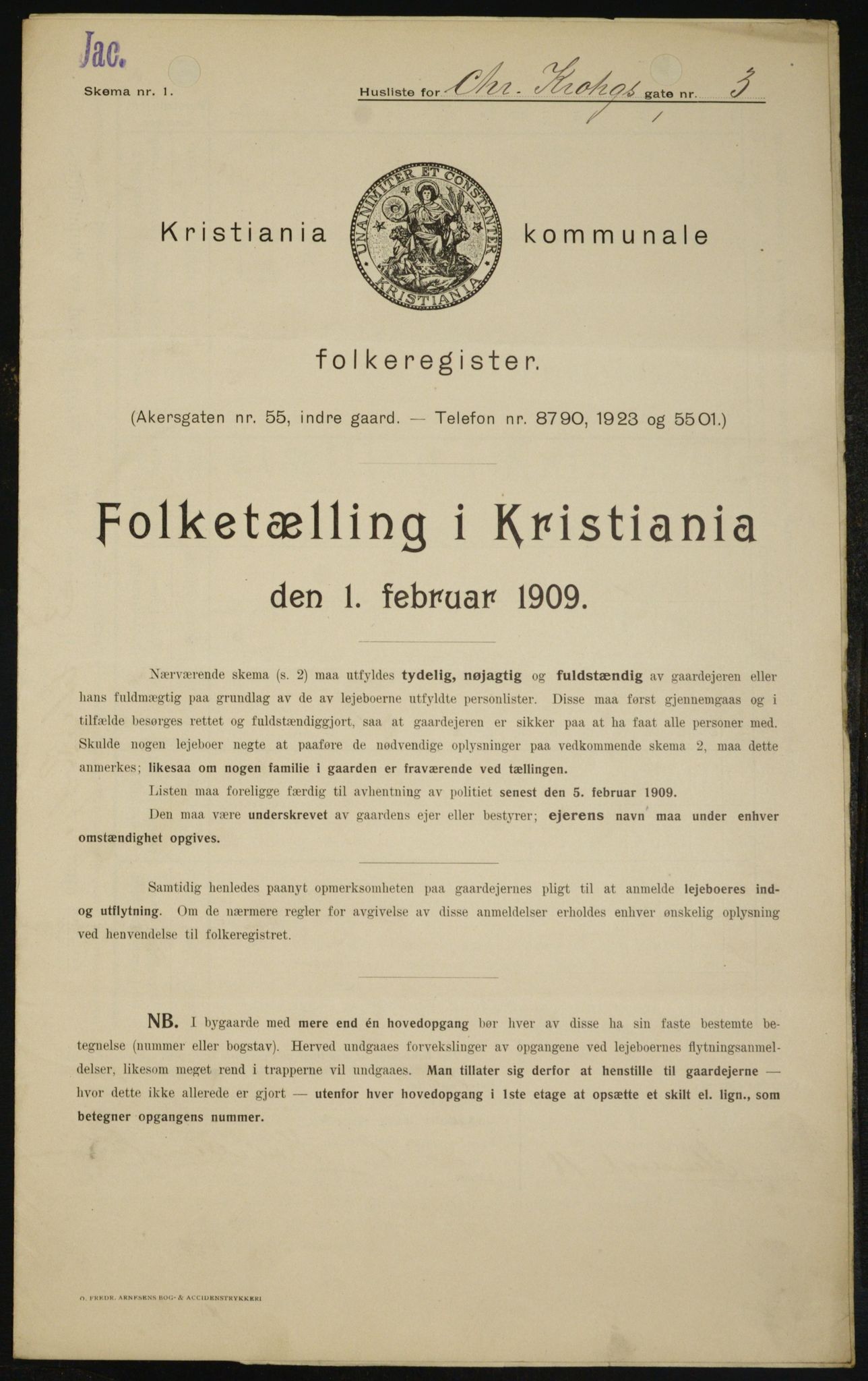 OBA, Municipal Census 1909 for Kristiania, 1909, p. 10590