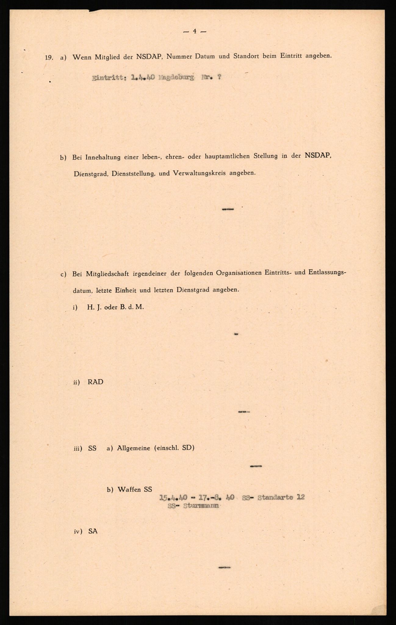 Forsvaret, Forsvarets overkommando II, RA/RAFA-3915/D/Db/L0017: CI Questionaires. Tyske okkupasjonsstyrker i Norge. Tyskere., 1945-1946, p. 418