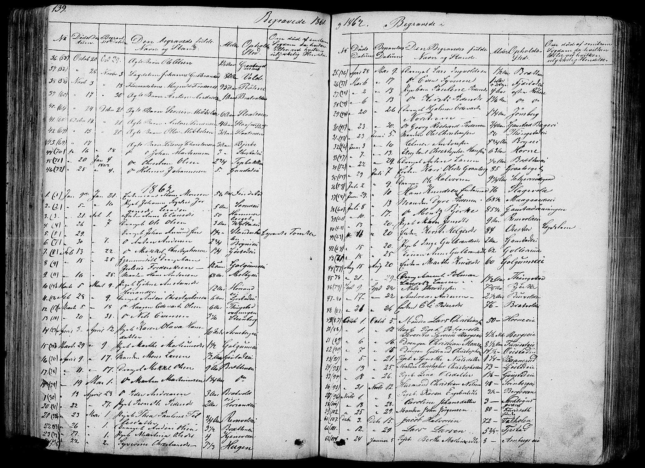 Romedal prestekontor, SAH/PREST-004/L/L0009: Parish register (copy) no. 9, 1846-1866, p. 139