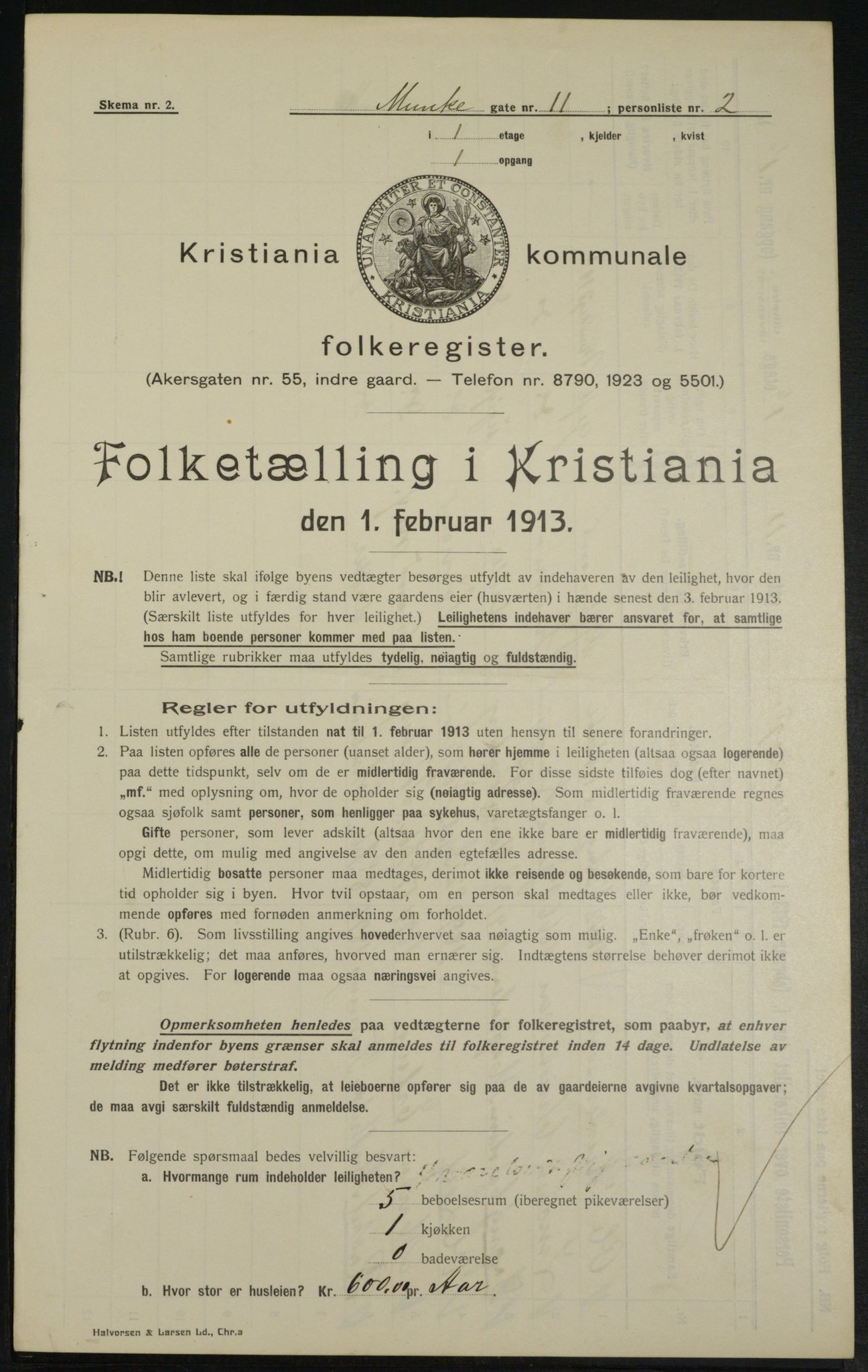 OBA, Municipal Census 1913 for Kristiania, 1913, p. 68054