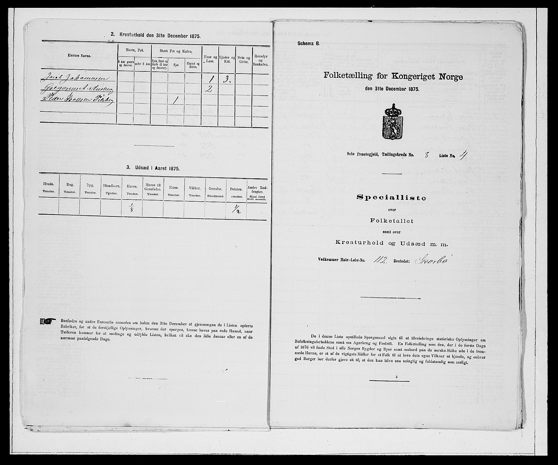 SAB, 1875 Census for 1441P Selje, 1875, p. 944