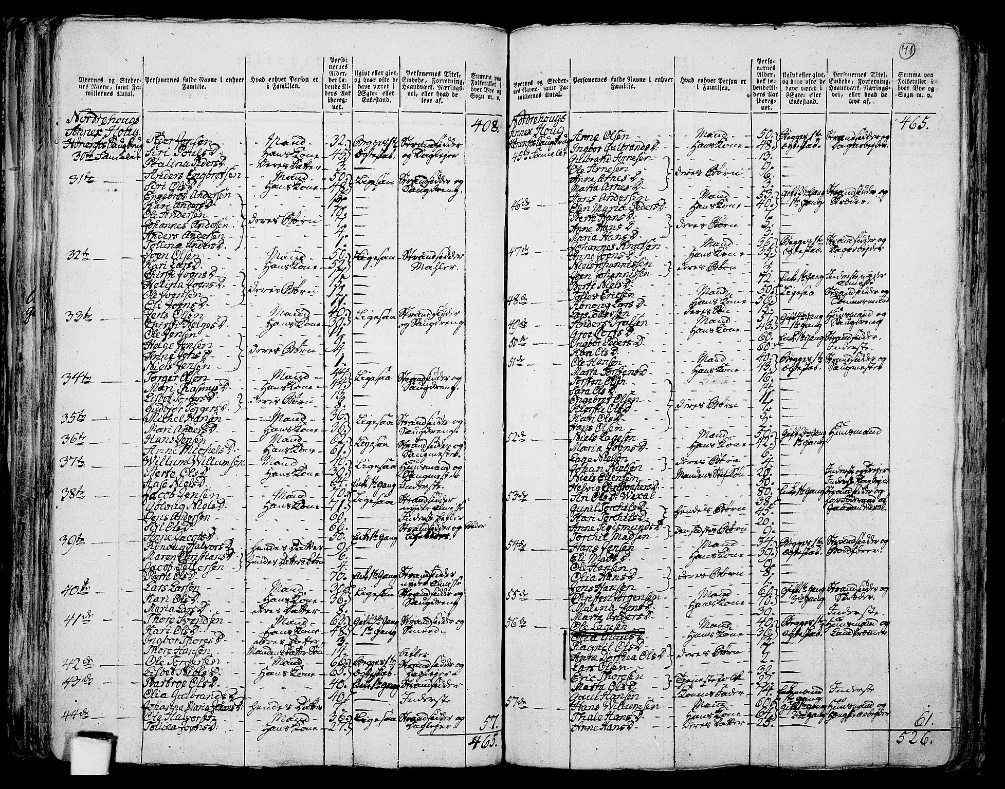 RA, 1801 census for 0613P Norderhov, 1801, p. 70b-71a