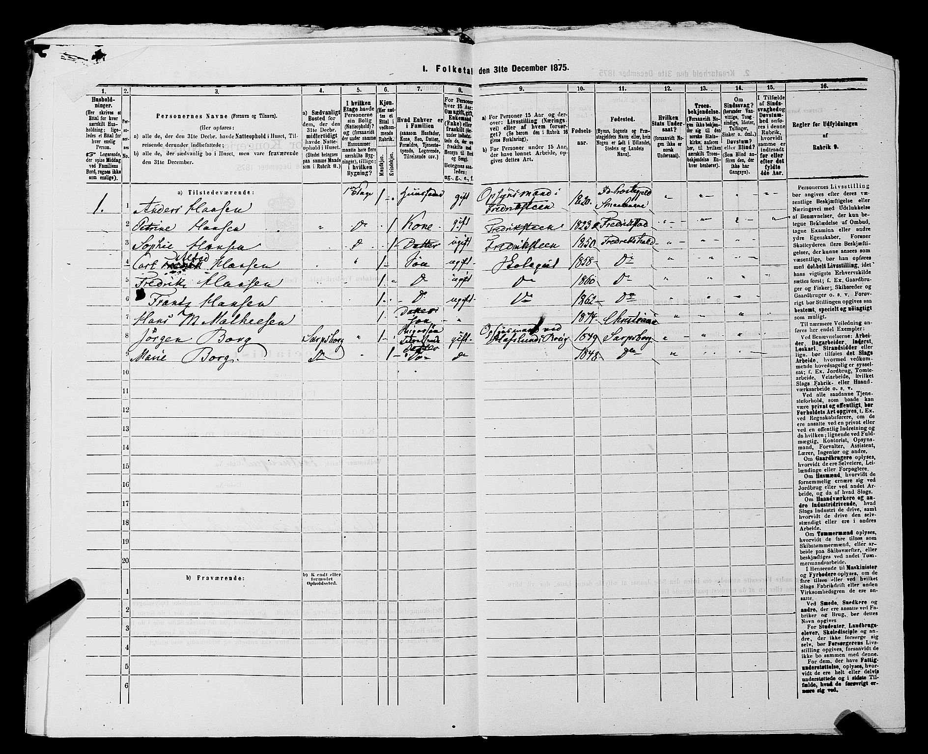 RA, 1875 census for 0101P Fredrikshald, 1875, p. 233