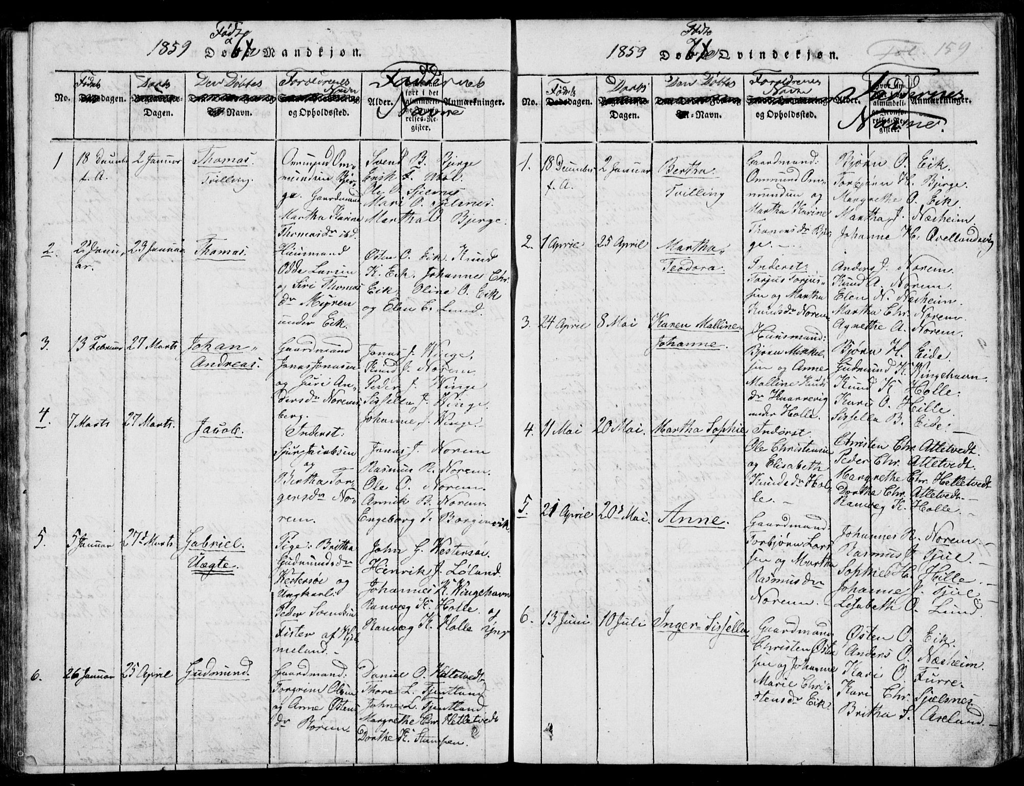 Nedstrand sokneprestkontor, AV/SAST-A-101841/01/IV: Parish register (official) no. A 7, 1816-1870, p. 159