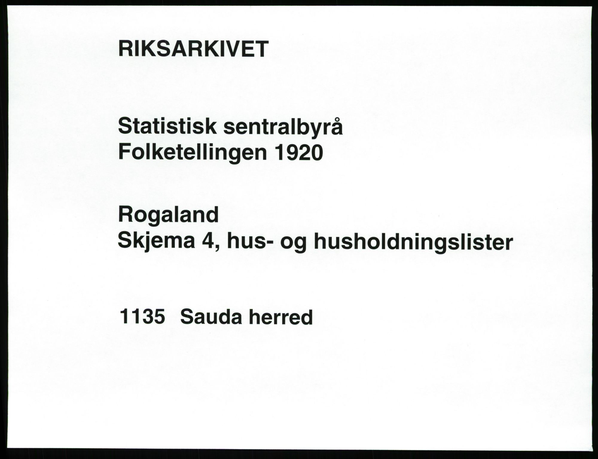 SAST, 1920 census for Sauda, 1920, p. 36