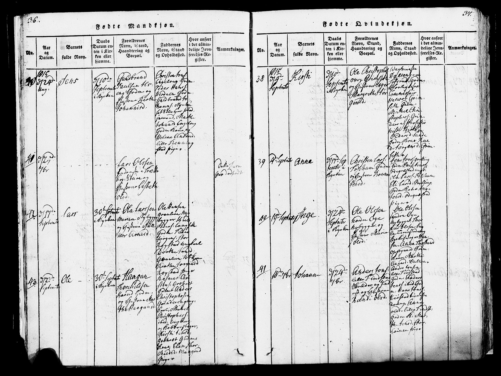 Løten prestekontor, AV/SAH-PREST-022/K/Ka/L0005: Parish register (official) no. 5, 1814-1832, p. 36-37