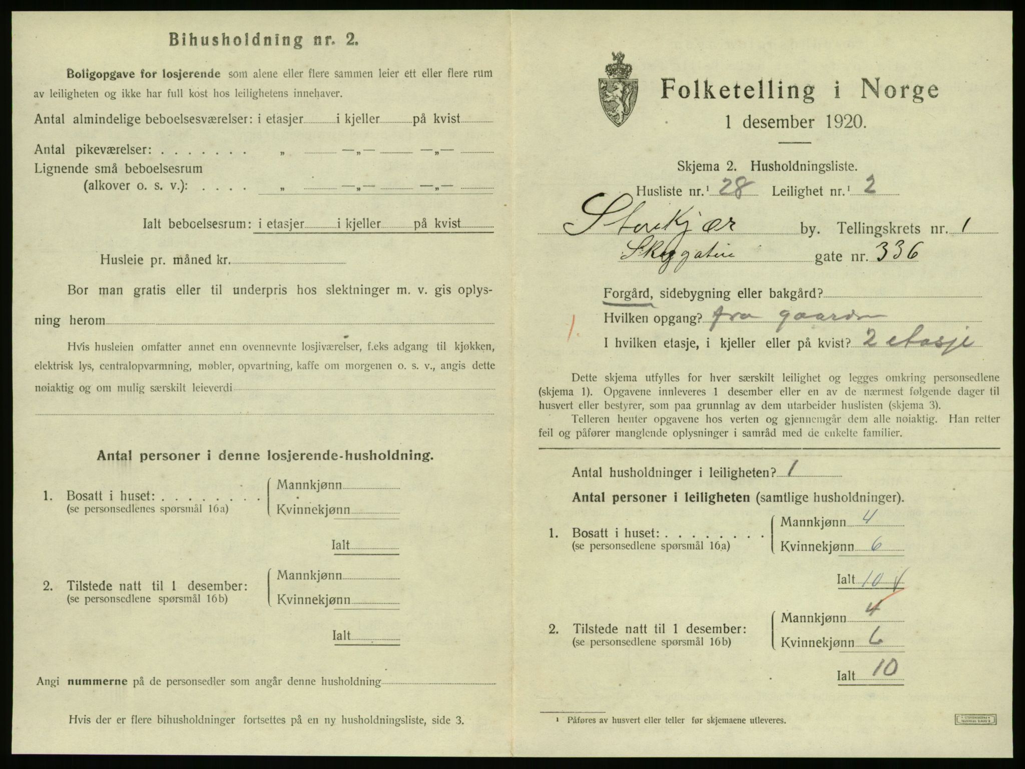 SAT, 1920 census for Steinkjer, 1920, p. 1134