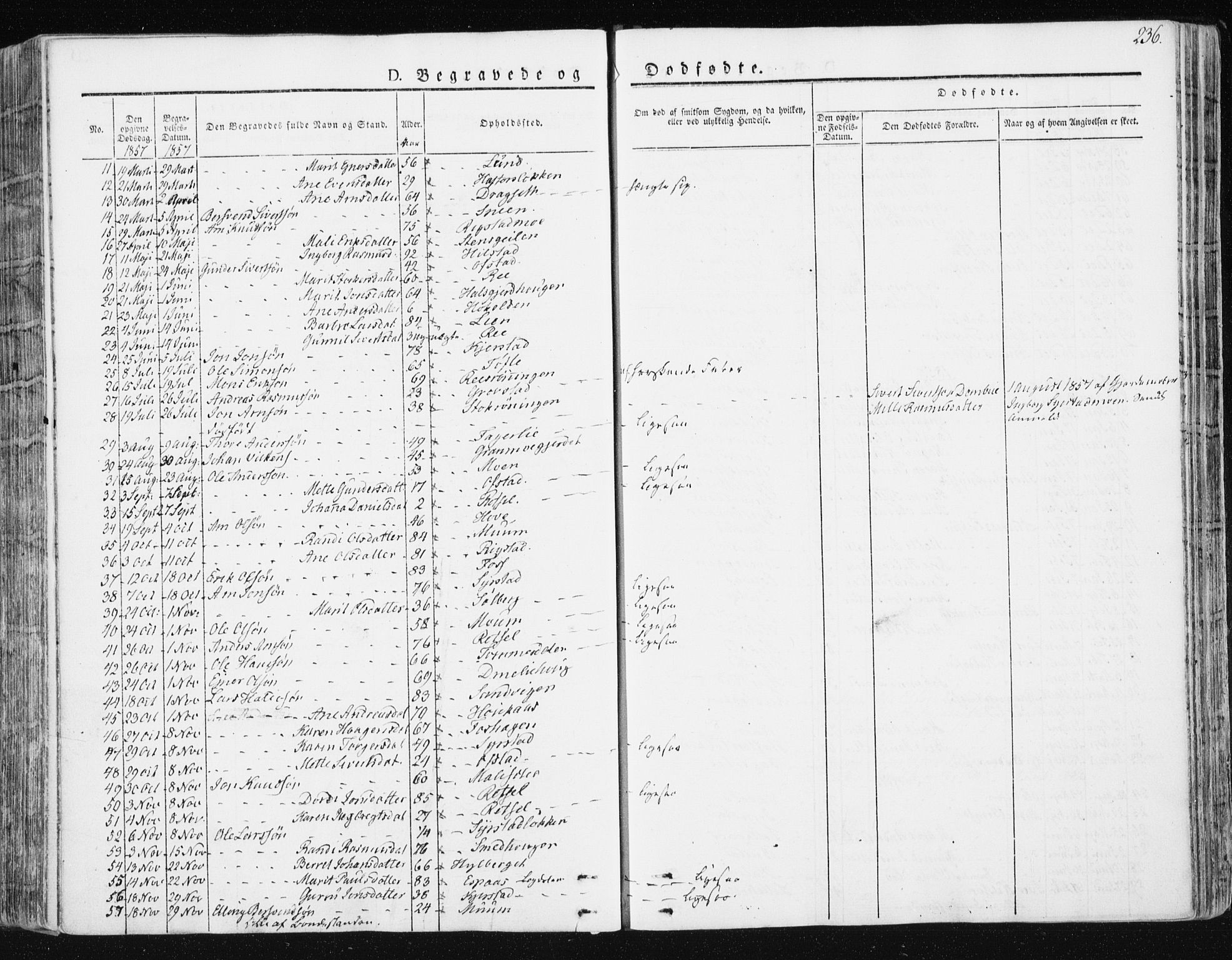 Ministerialprotokoller, klokkerbøker og fødselsregistre - Sør-Trøndelag, AV/SAT-A-1456/672/L0855: Parish register (official) no. 672A07, 1829-1860, p. 236