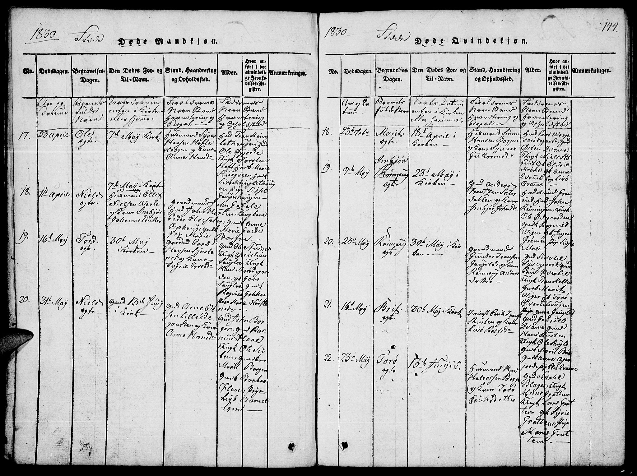 Lom prestekontor, SAH/PREST-070/L/L0001: Parish register (copy) no. 1, 1815-1836, p. 144