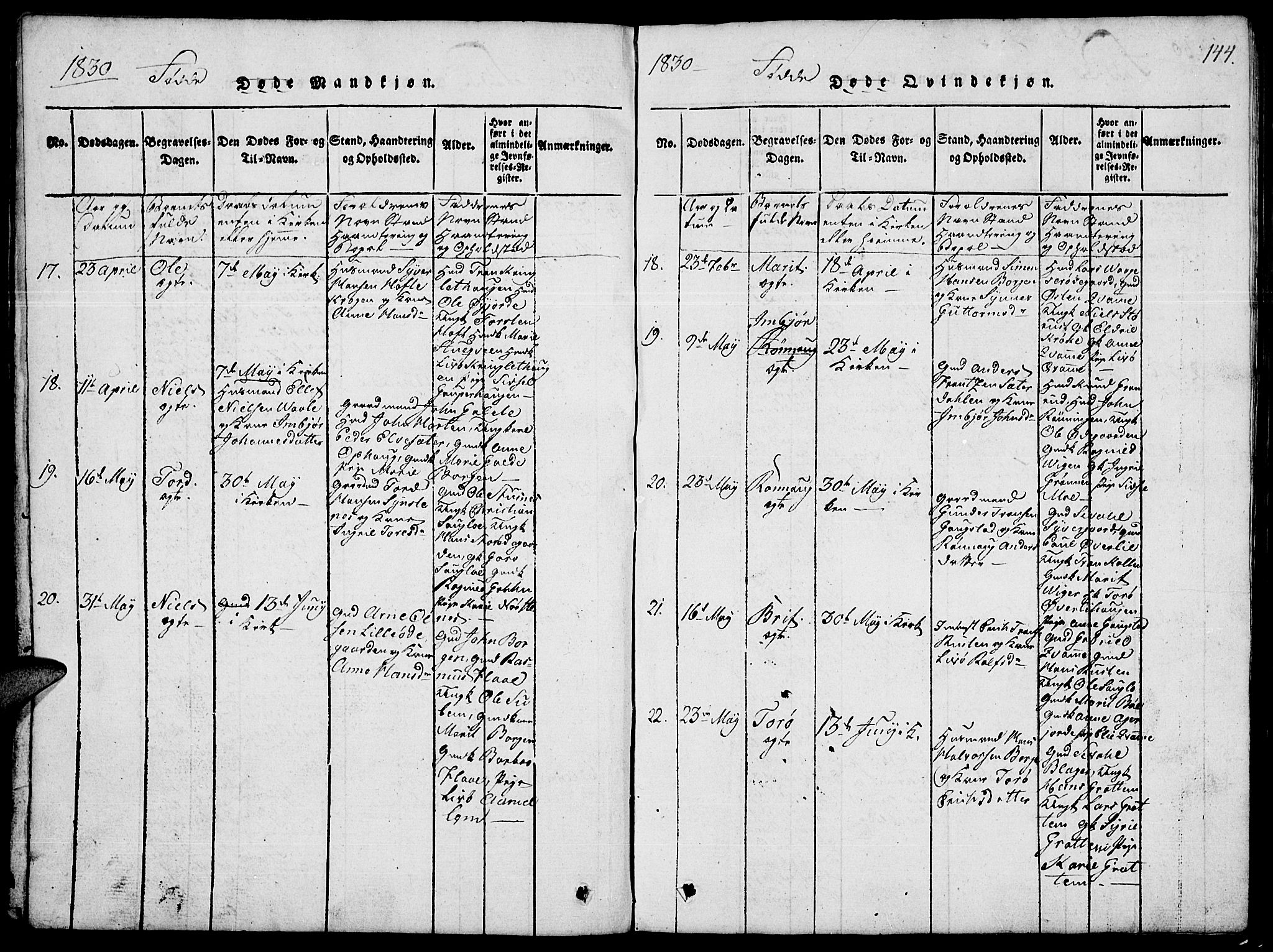 Lom prestekontor, AV/SAH-PREST-070/L/L0001: Parish register (copy) no. 1, 1815-1836, p. 144