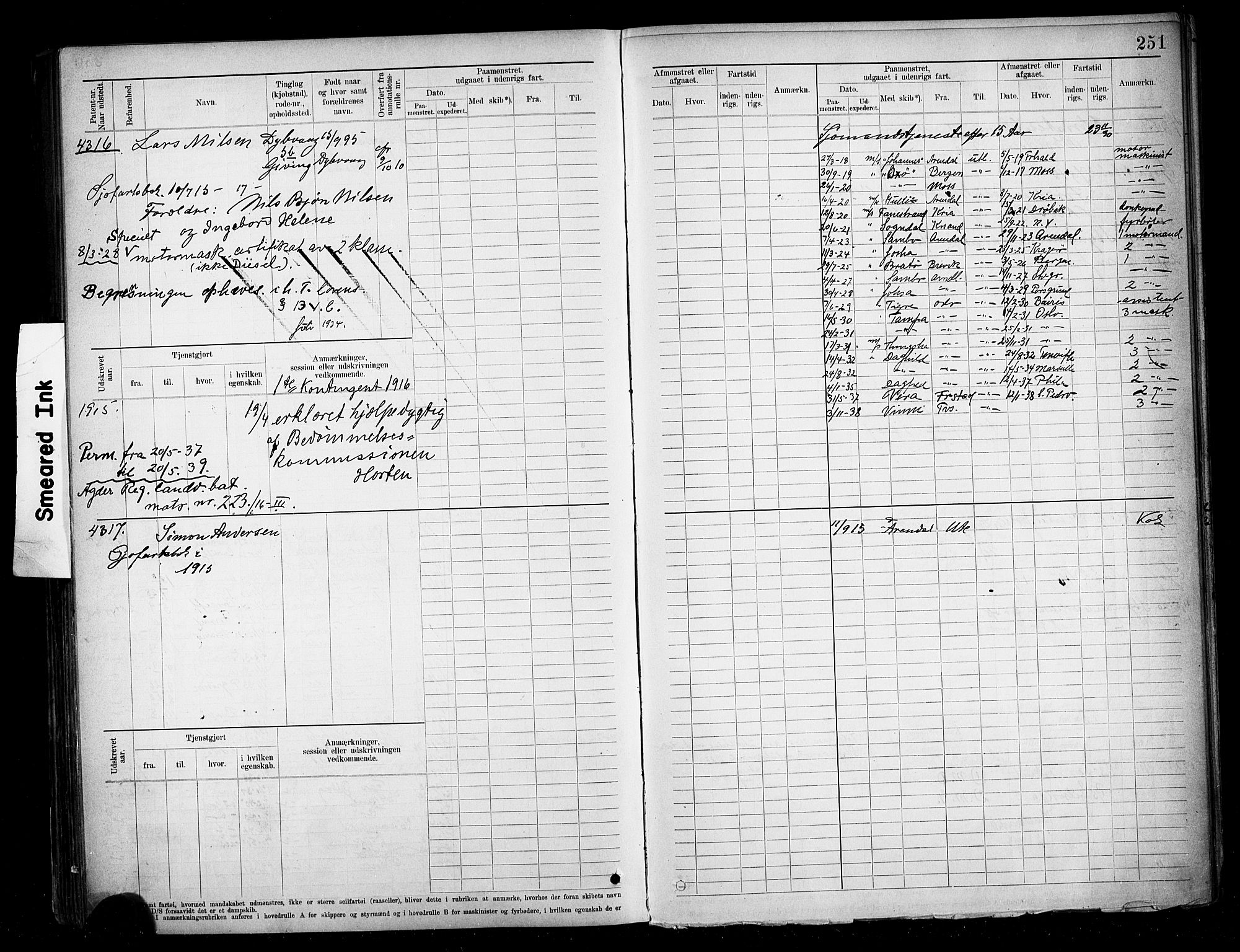 Tvedestrand mønstringskrets, AV/SAK-2031-0011/F/Fb/L0020: Hovedrulle A nr 3819-4409, U-36, 1906-1918, p. 260