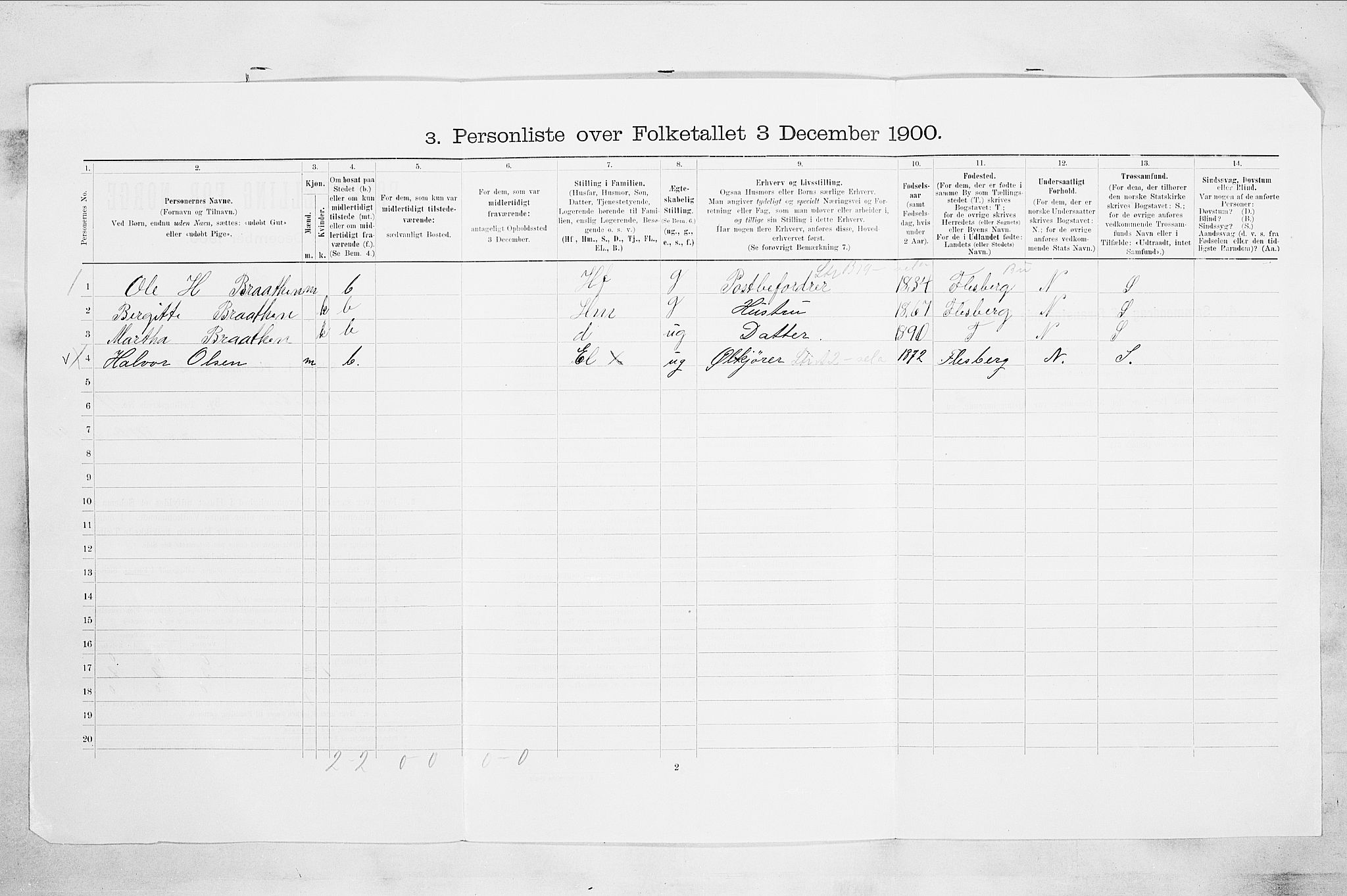 RA, 1900 census for Kongsberg, 1900, p. 3349