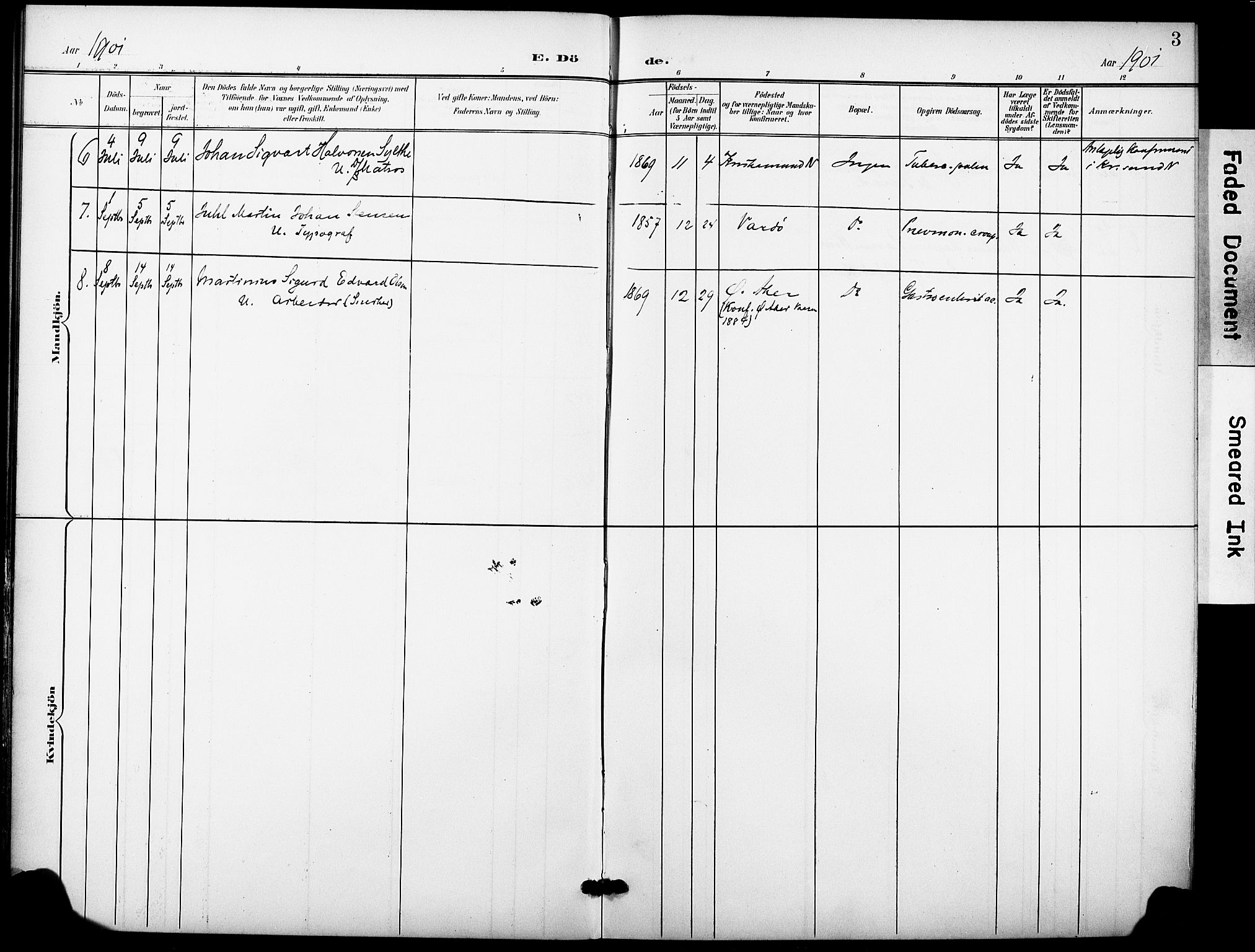 Krohgstøtten sykehusprest Kirkebøker, SAO/A-10854/F/Fa/L0004: Parish register (official) no. 4, 1900-1935, p. 3