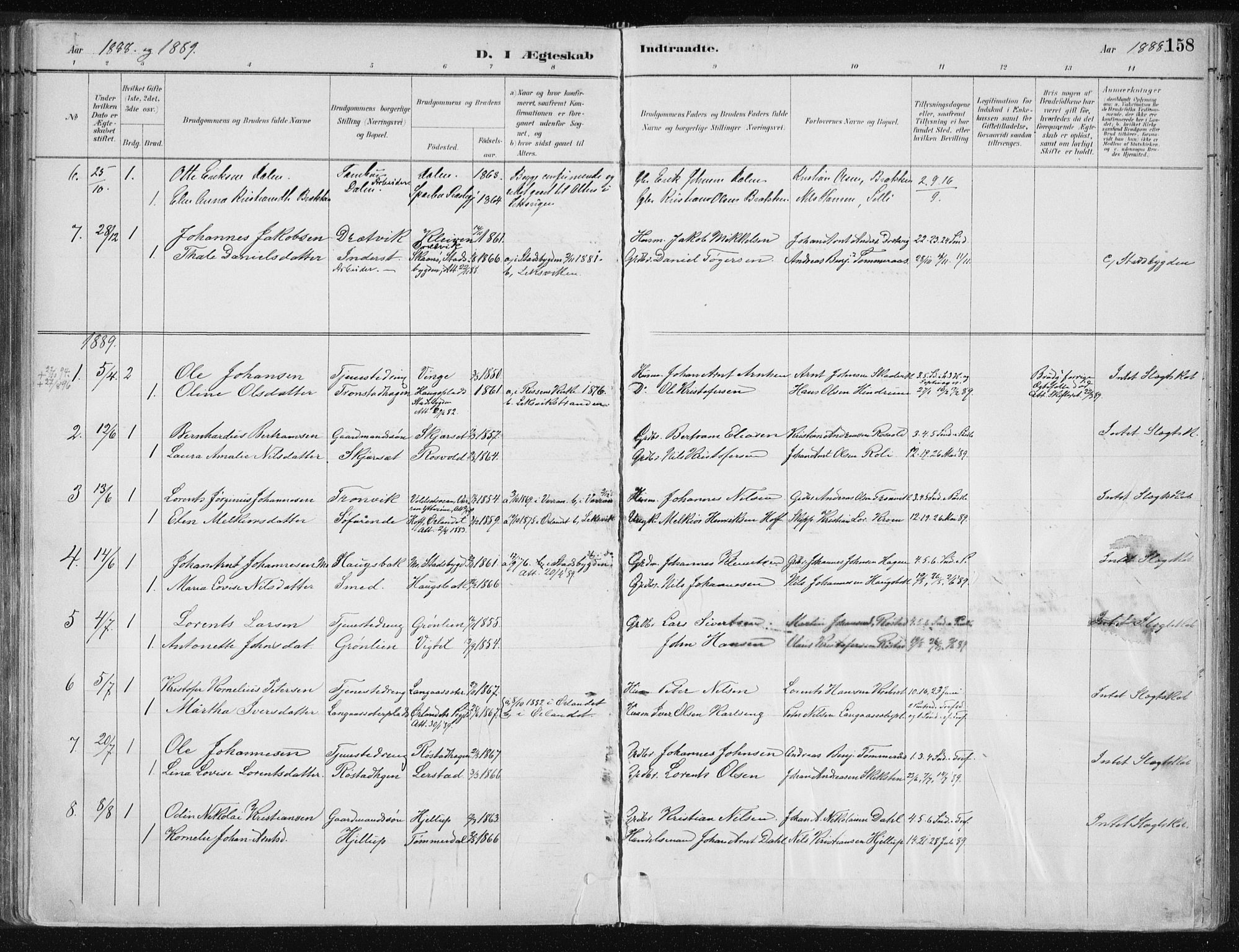 Ministerialprotokoller, klokkerbøker og fødselsregistre - Nord-Trøndelag, SAT/A-1458/701/L0010: Parish register (official) no. 701A10, 1883-1899, p. 158
