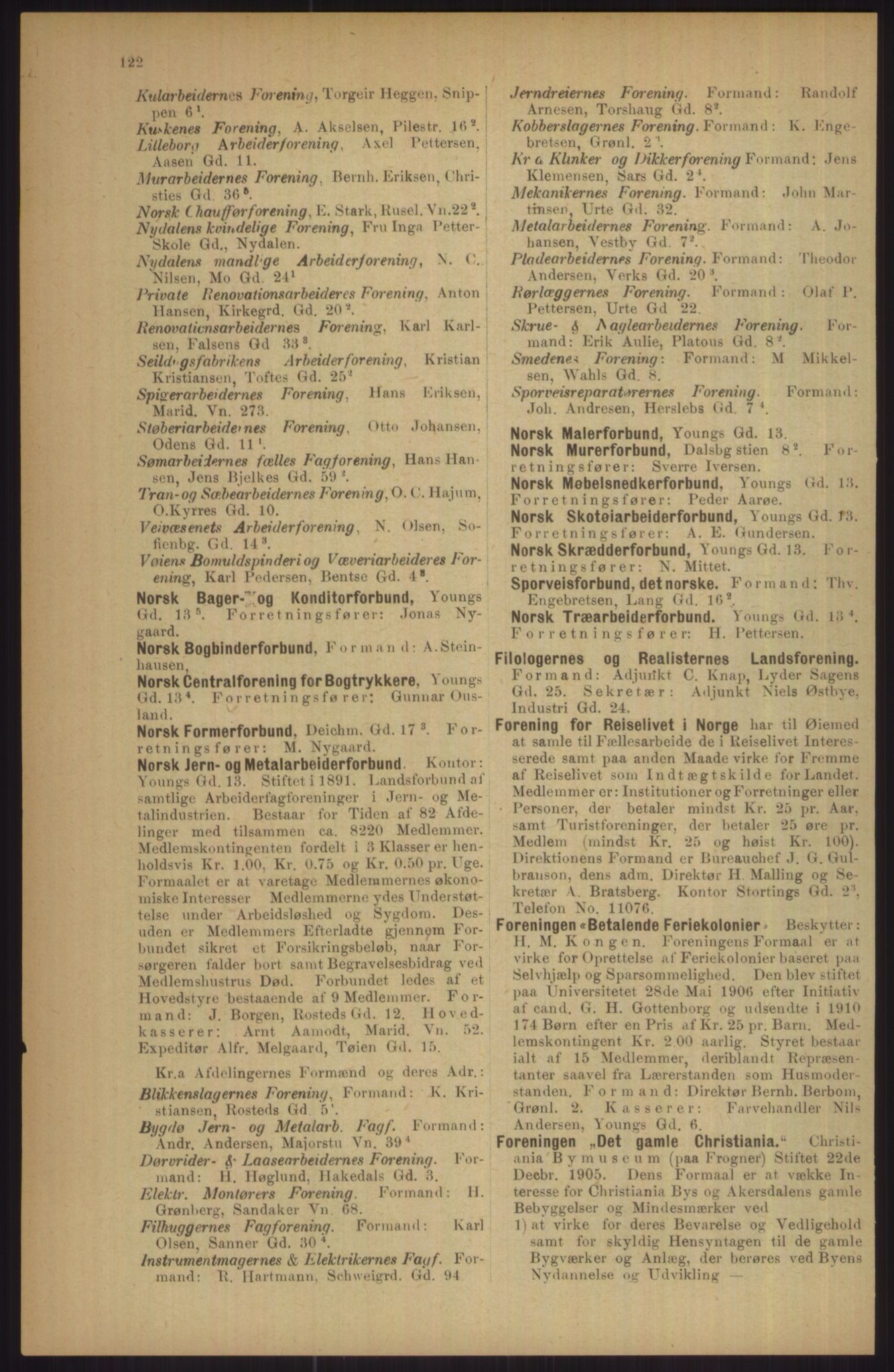 Kristiania/Oslo adressebok, PUBL/-, 1911, p. 122