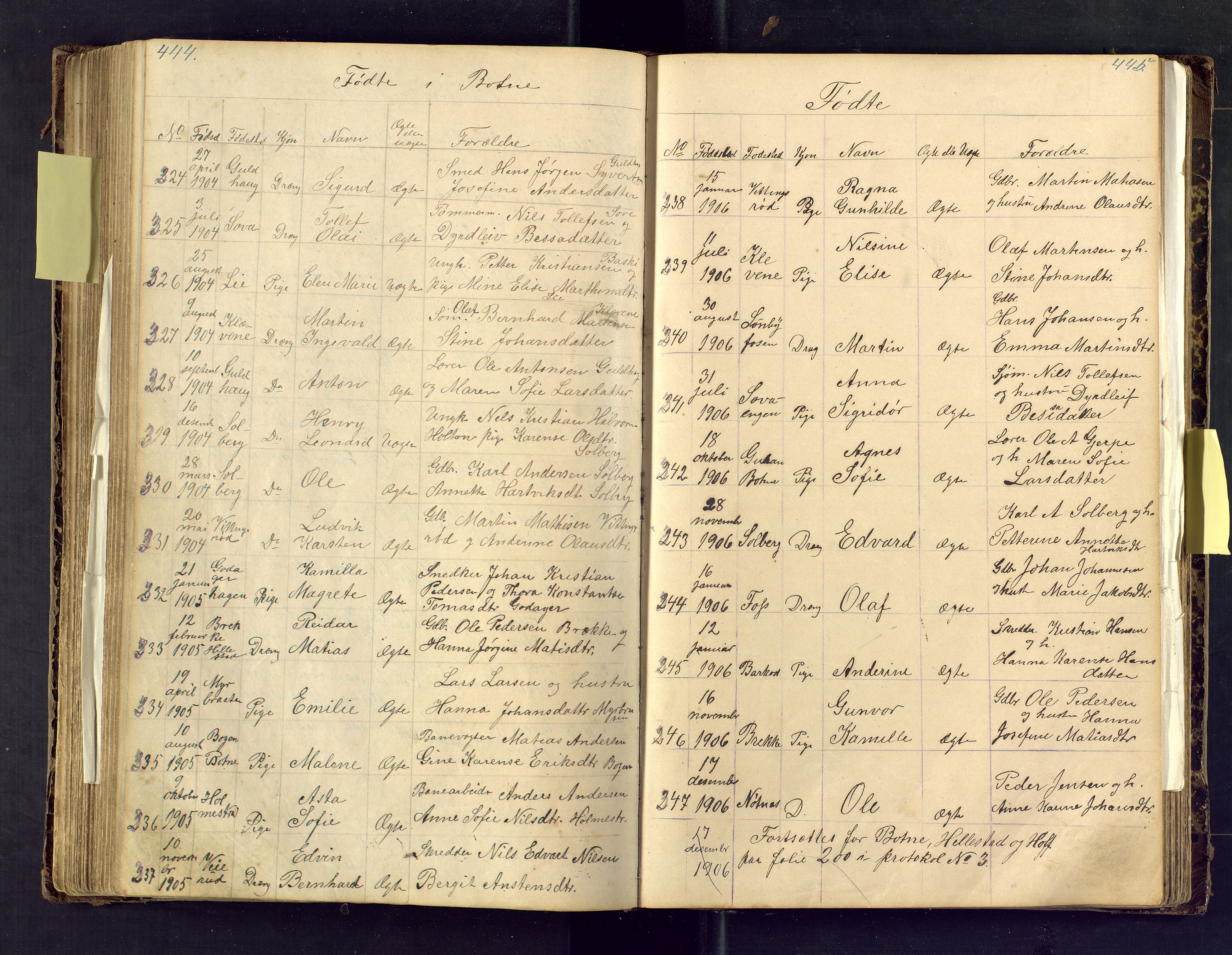 Den evangelisk lutherske frimenighet i Jarlsbergs grevskap med flere steder, AV/SAKO-P-1384/F/Fa/L0001: Dissenter register no. Fa/L0001, 1872-1925, p. 444-445