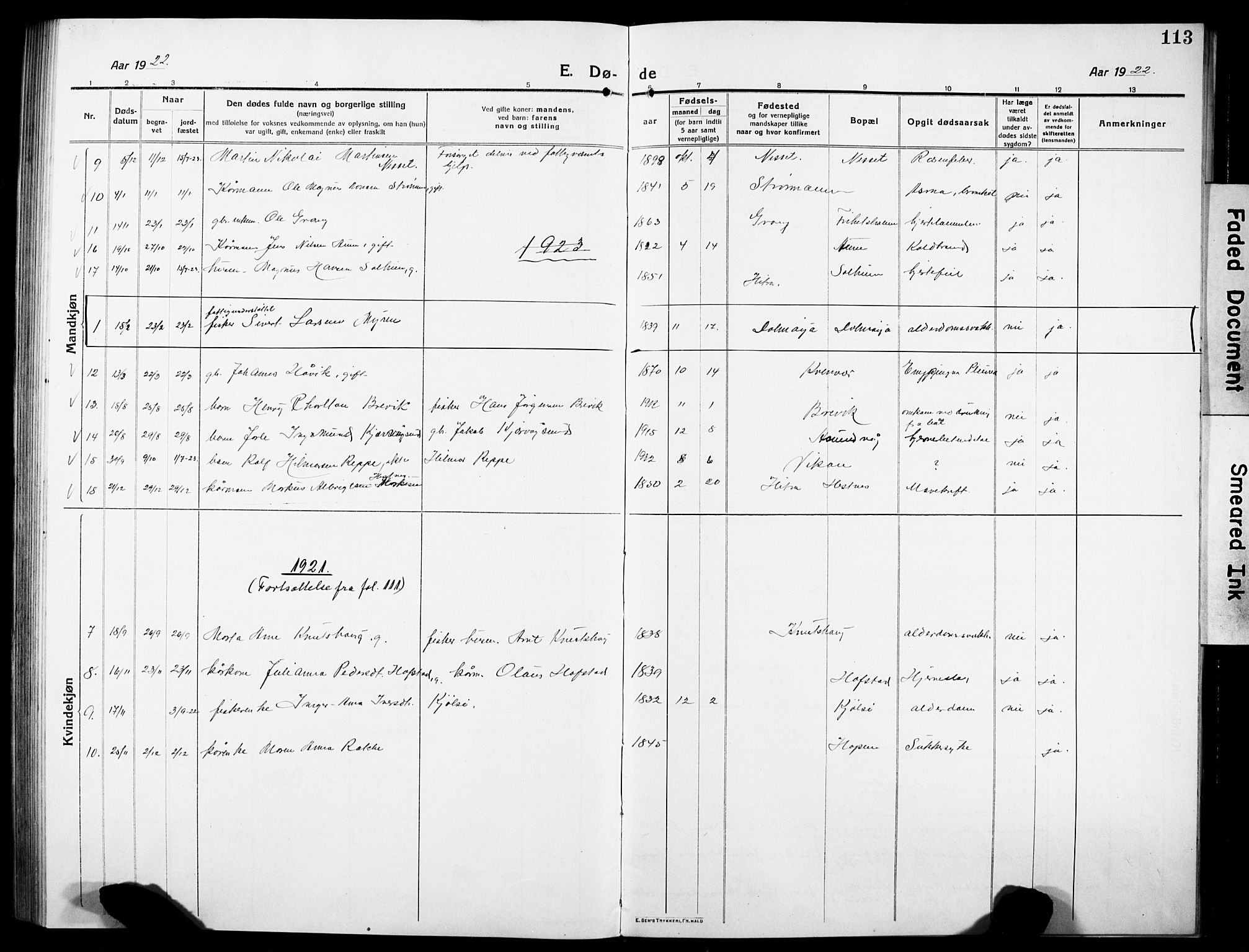 Ministerialprotokoller, klokkerbøker og fødselsregistre - Sør-Trøndelag, SAT/A-1456/634/L0543: Parish register (copy) no. 634C05, 1917-1928, p. 113
