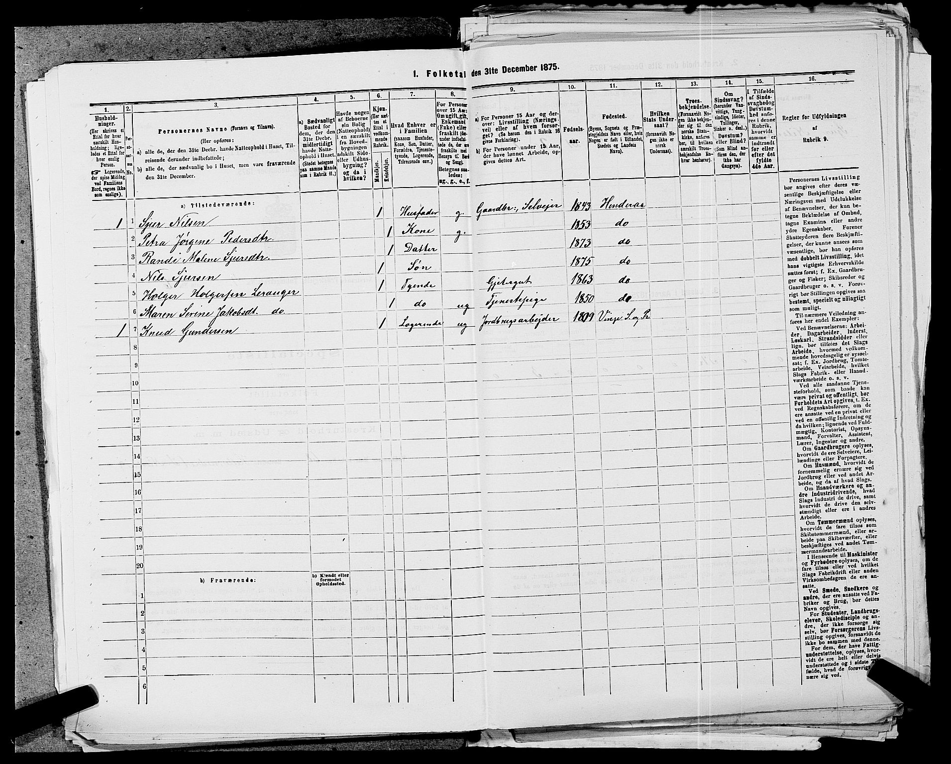 SAST, 1875 census for 1139P Nedstrand, 1875, p. 158