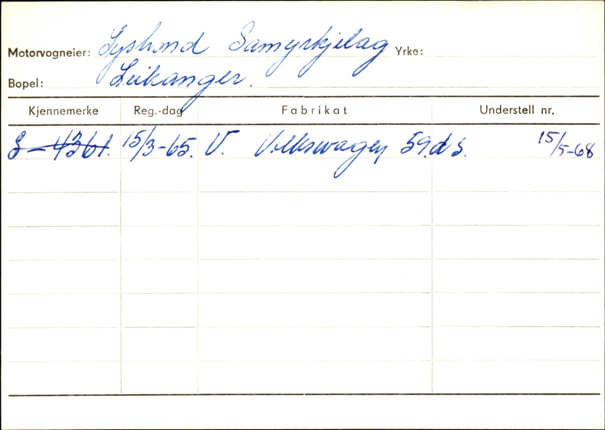 Statens vegvesen, Sogn og Fjordane vegkontor, SAB/A-5301/4/F/L0126: Eigarregister Fjaler M-Å. Leikanger A-Å, 1945-1975, p. 2268