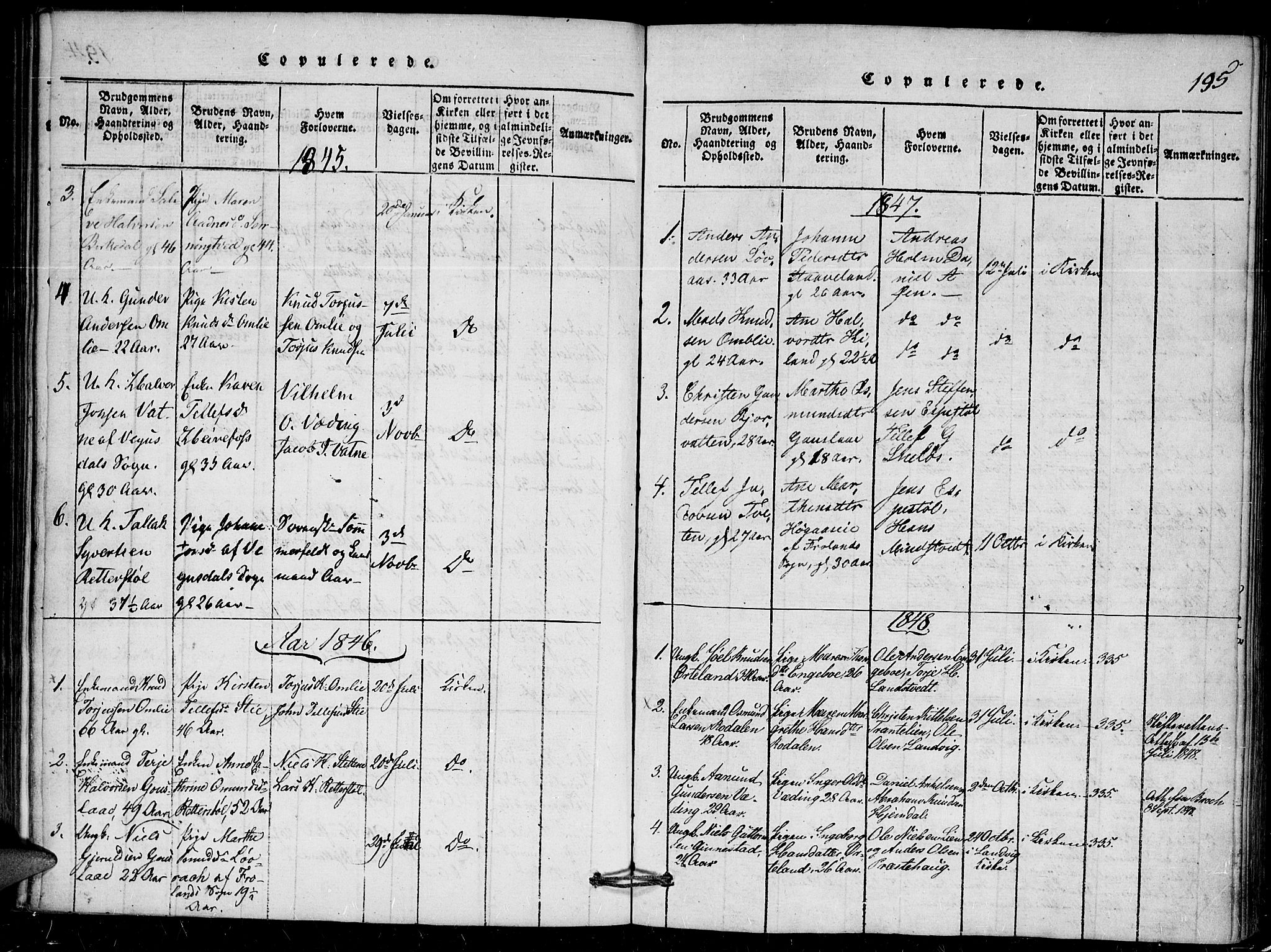 Herefoss sokneprestkontor, AV/SAK-1111-0019/F/Fa/Faa/L0001: Parish register (official) no. A 1, 1816-1860, p. 195