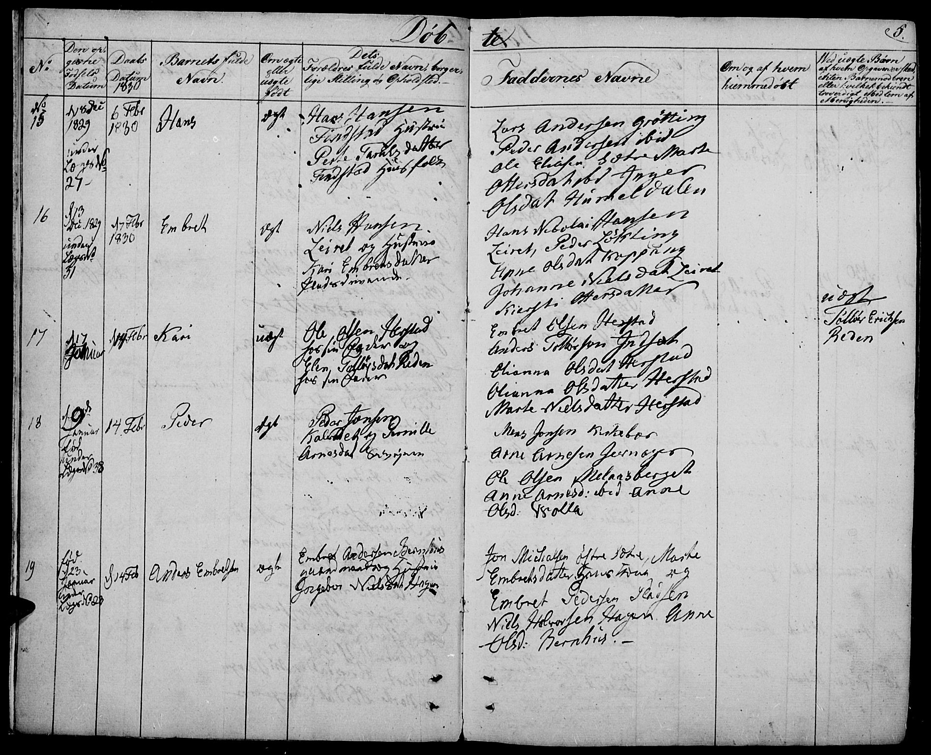 Elverum prestekontor, AV/SAH-PREST-044/H/Ha/Haa/L0008: Parish register (official) no. 8, 1830-1842, p. 5