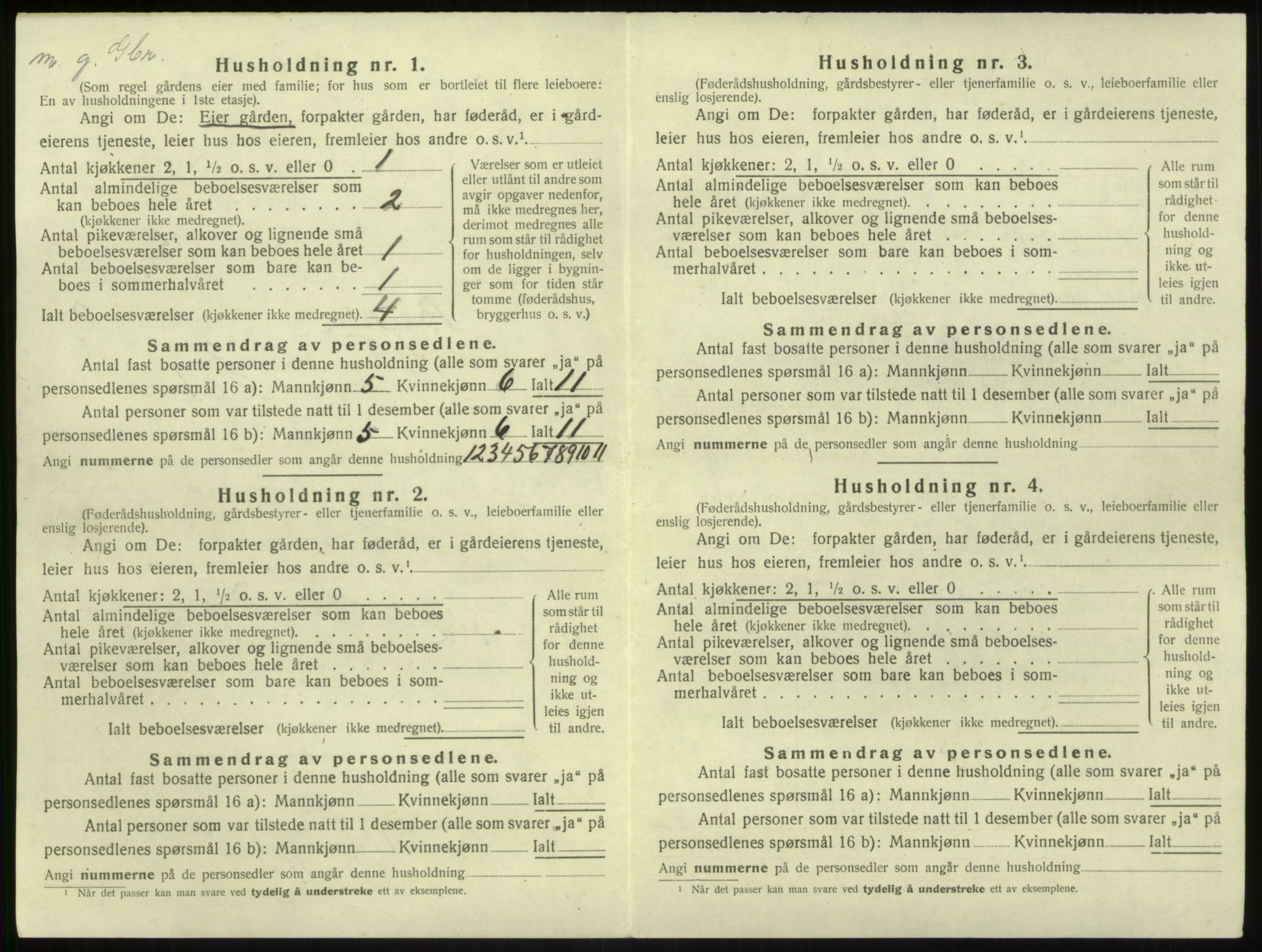 SAB, 1920 census for Brekke, 1920, p. 124