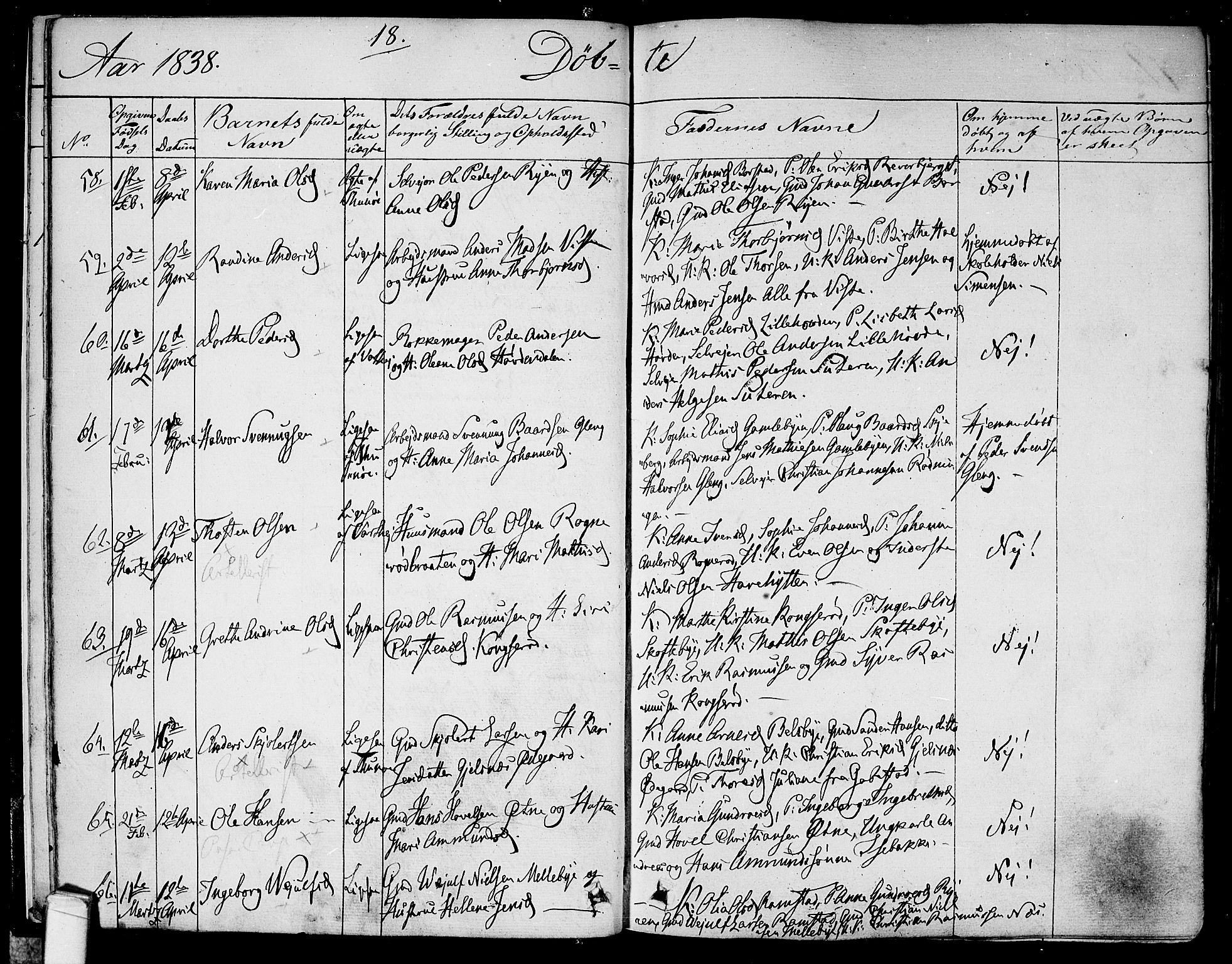 Tune prestekontor Kirkebøker, AV/SAO-A-2007/F/Fa/L0008: Parish register (official) no. 8, 1837-1841, p. 18